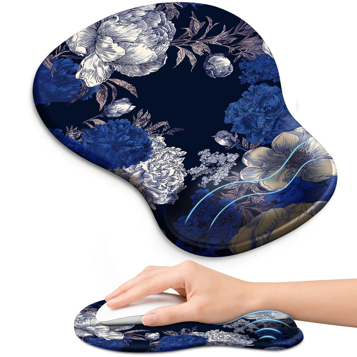 Ergonomic Mouse Pad with Wrist Rest, Gel Wrist Support, Black | 10.2 x 7.6 in Mouse Pad with Smooth Fabric Surface and Non-Slip Rubber Base for Office, Home, Study, and Gaming