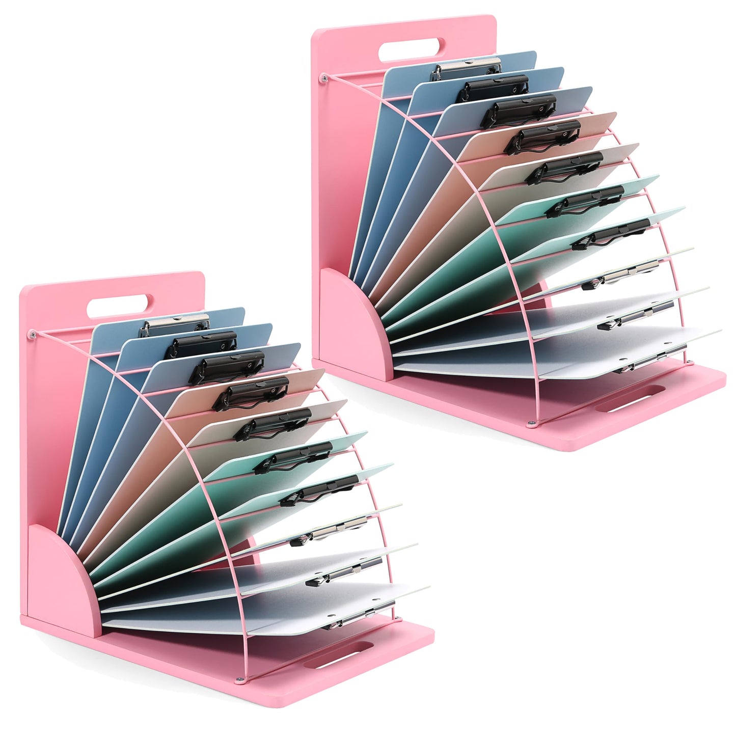 Clipboard Holder - 12 Layer Clipboard Storage Rack, Wooden Clipboards Organizer with Sturdy Metal Shelf for Classroom Office Desk Accessories Essentials Supplies Workshop Teacher Must Haves