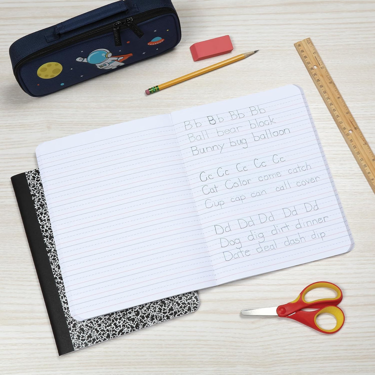 Oxford Primary Ruled Composition Notebooks, 9-3/4 x 7-1/2 Inches, Writing Practice for Kids, Grades K-2, Black Covers, 100 Sheets, 2 Pack (1002521)