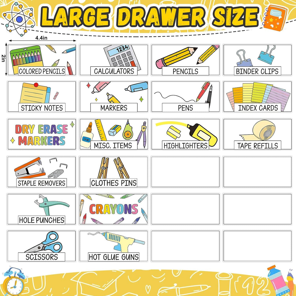 96 Pcs 12 Sheets Teacher Toolbox Labels Classroom Tool Box Storage Stickers School Classroom Supplies Labels Decor for Back to School Teacher Supplies Organization
