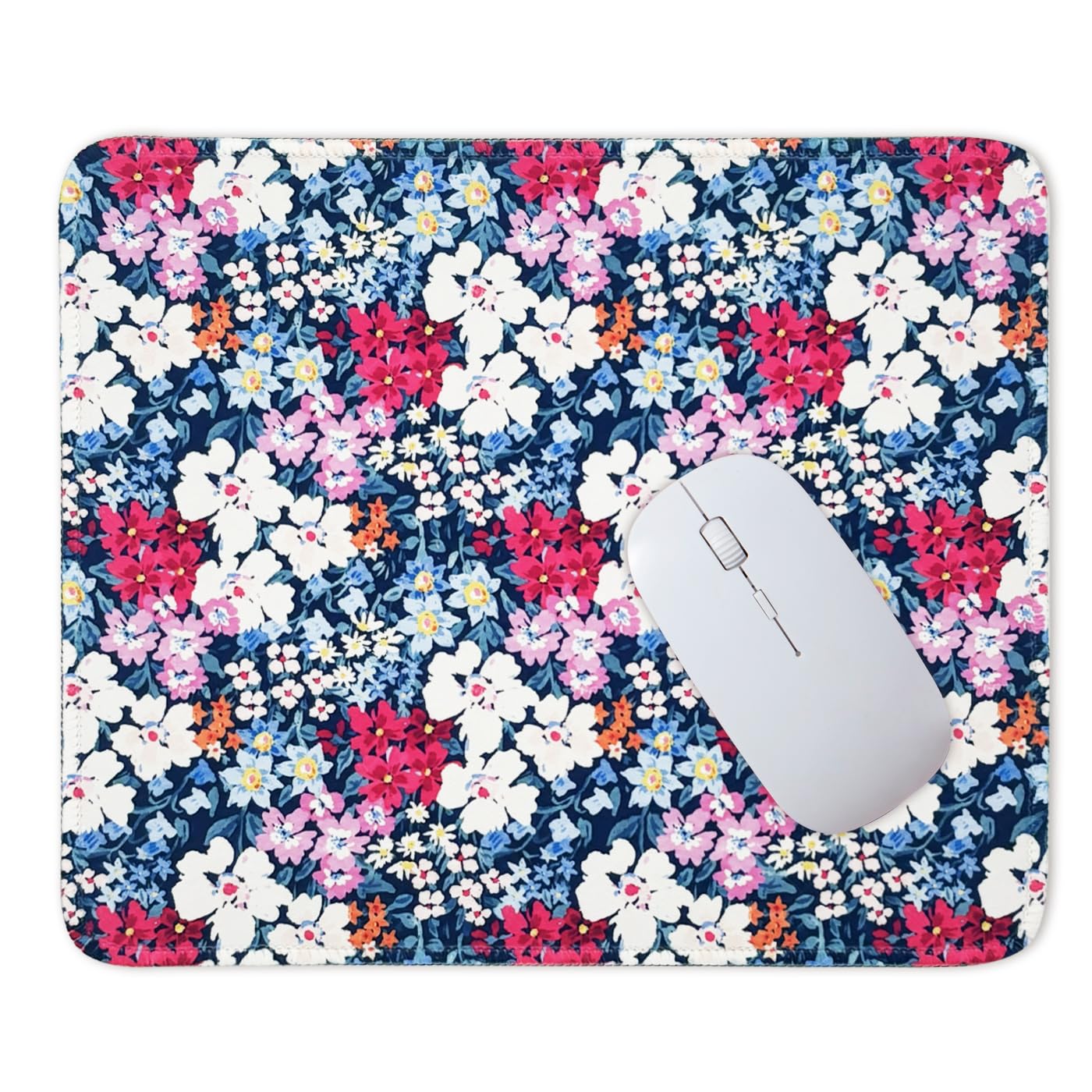 Mouse Pad for Desk with Stitched Edge, Premium Cute Washable Mouse Pads. Computer Mousepad with Non-Slip Rubber Base, Mousepads for Laptop, 9.25x7.75x0.12 inch (Pink Stripes)