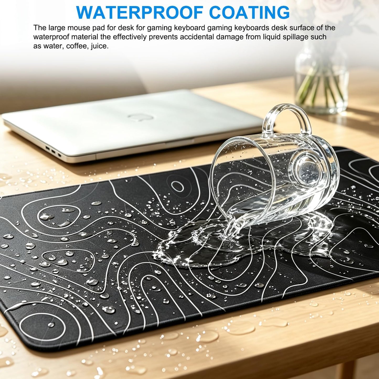 Mouse Pad Gaming, 31.5" x 15.7" Large Extended Mousepad with Stitched Edge | Large Mousepad Waterproof Surface & Non-Slip Rubber Base XXL Long Keyboard Mat for Gamer Office Home