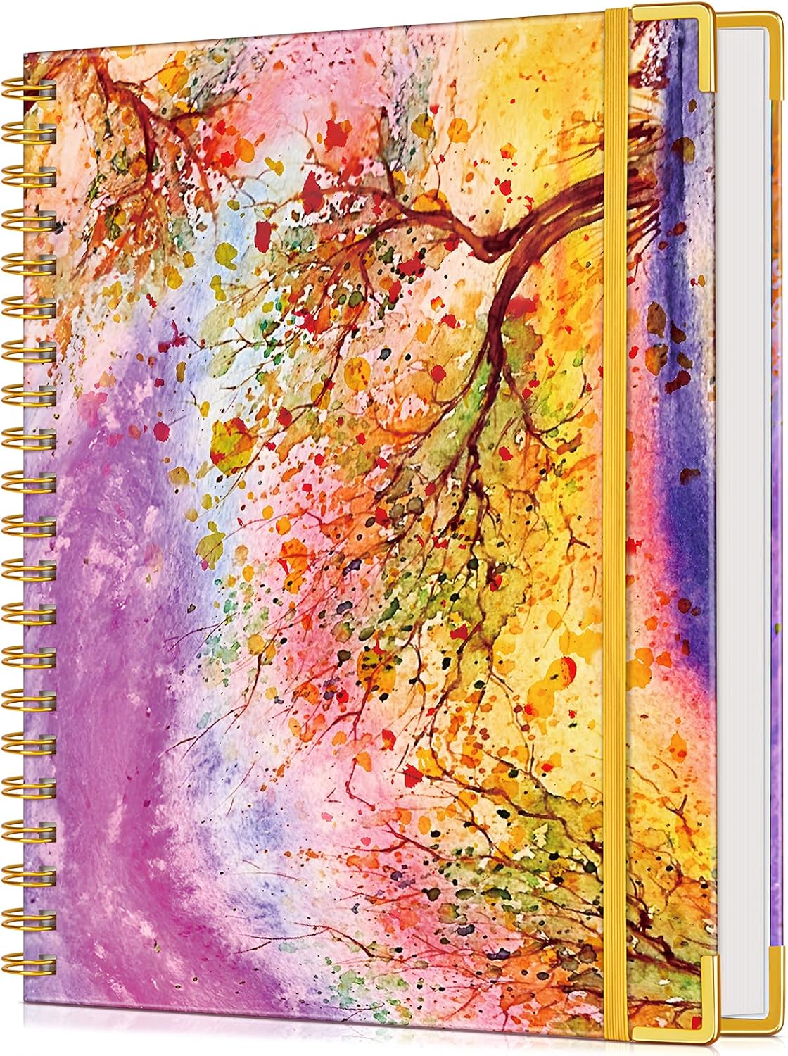 Lined Spiral Notebook Journal for Women, 150 Pages Cute Notebooks 5.75” x 8.38”, A5 Hardcover Spiral Journals with 100 GSM Thick Paper, College Ruled Notebook for Writing Work School, Autumn Tree