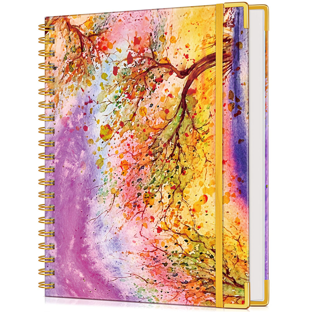 Lined Spiral Notebook Journal for Women, 150 Pages Cute Notebooks 5.75” x 8.38”, A5 Hardcover Spiral Journals with 100 GSM Thick Paper, College Ruled Notebook for Writing Work School, Autumn Tree