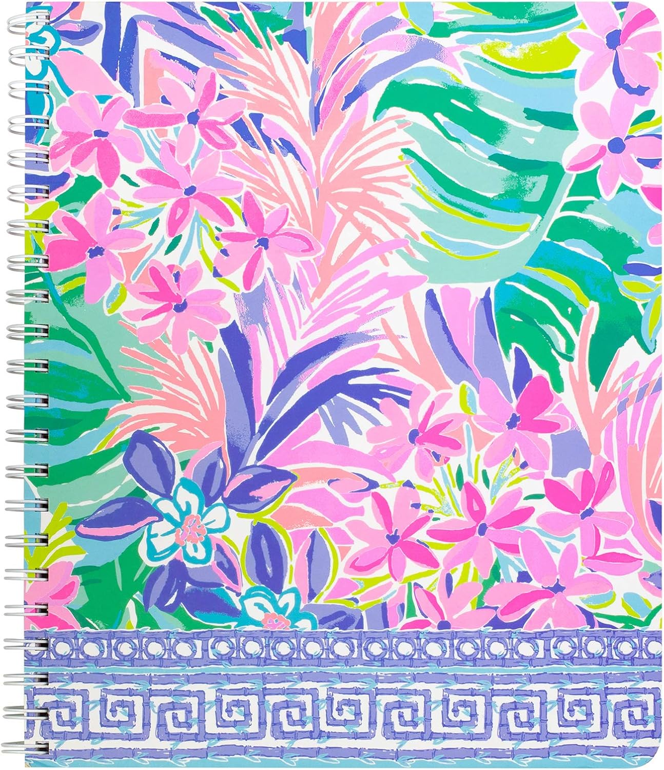 Lilly Pulitzer Large Notebook, Cabana Cocktail | 11" x 9.5" Blue Spiral Journal with Durable Hardcover, 160 College Ruled Pages, Metal Spiral, and Pocket Page
