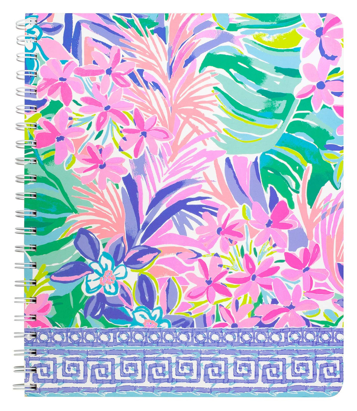 Lilly Pulitzer Large Notebook, Cabana Cocktail | 11" x 9.5" Blue Spiral Journal with Durable Hardcover, 160 College Ruled Pages, Metal Spiral, and Pocket Page