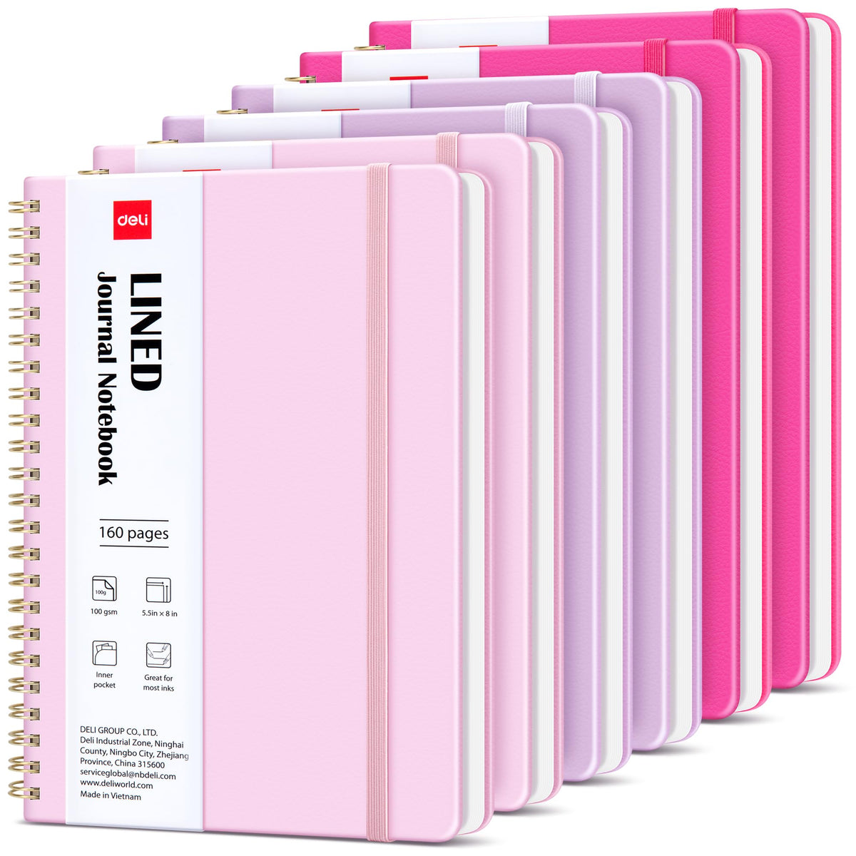 deli 3 Pack Lined Spiral Journal Notebook, 160 Pages, A5 (5.5"x8") Hardcover Writing Notebook, College Ruled Spiral Bound Journal for Women & Men - Perfect for Work, School, Office & Note Taking