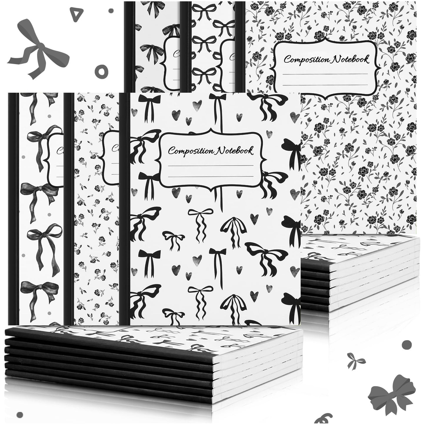 Fullhawl 6 Pack Pink Composition Notebook College Ruled | Back to School Supplies 110 Pages Note Taking, 9-3/4 x 7-1/2"Inch Size, Preppy Aesthetic Design, Cute Journal Office Use