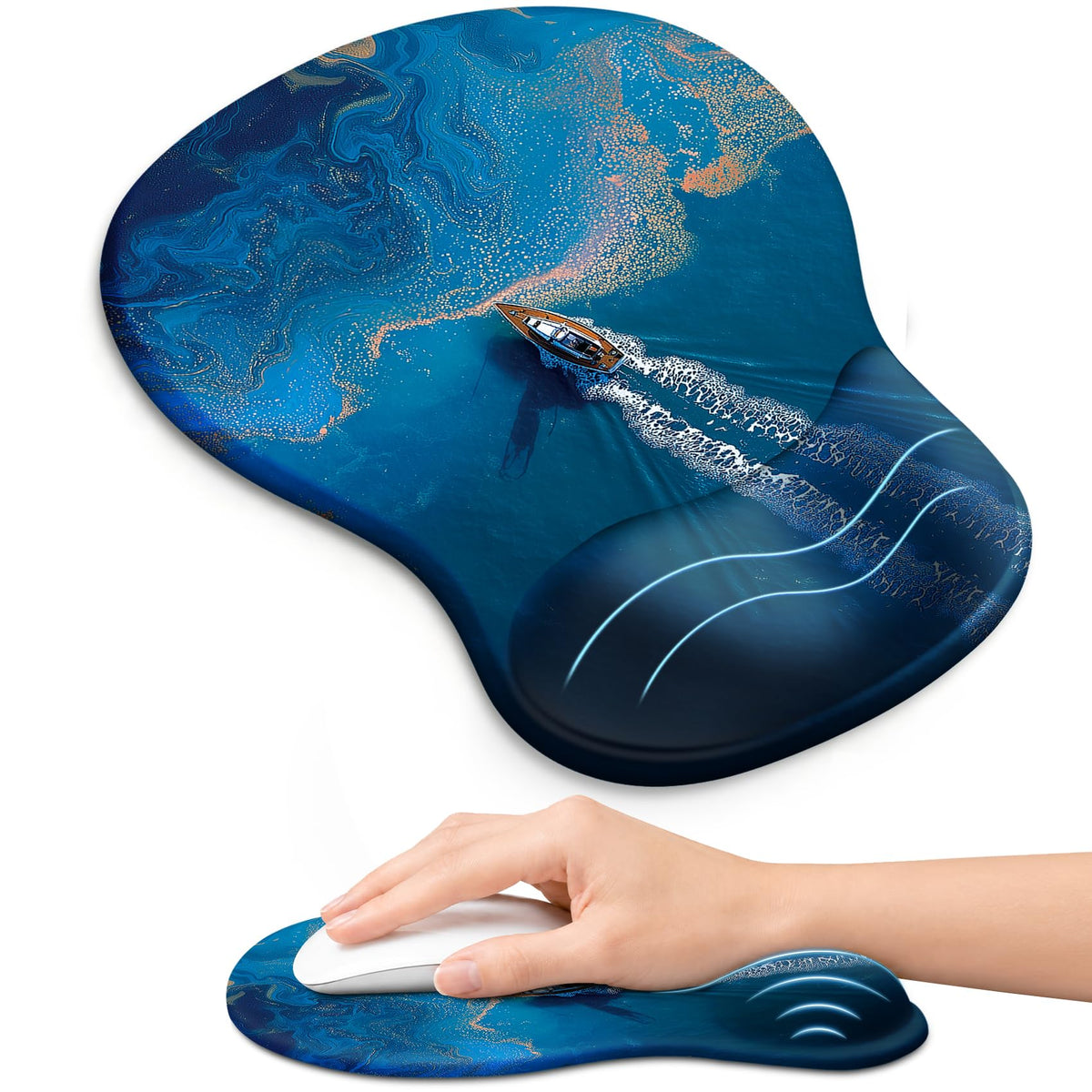Ergonomic Mouse Pad with Wrist Rest, Gel Wrist Support, Black | 10.2 x 7.6 in Mouse Pad with Smooth Fabric Surface and Non-Slip Rubber Base for Office, Home, Study, and Gaming