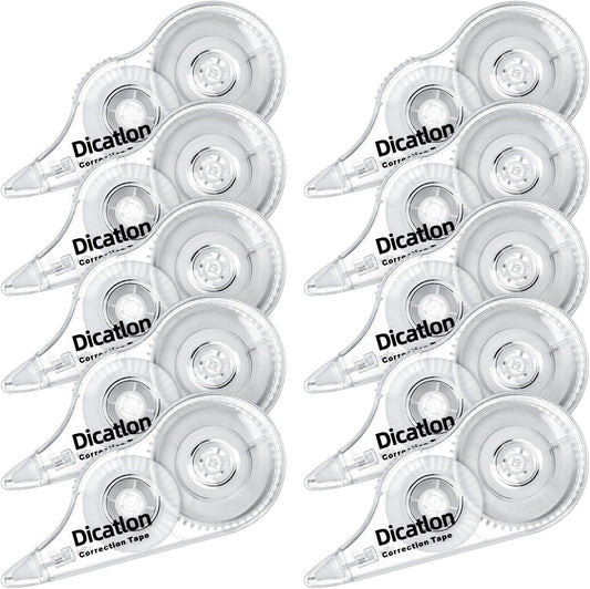 White Correction Tape 10 Pack, Easy Use Roller Applicator, Instant Dry, Jam Free PET Film, Smooth Precise Corrections for School, Office, Home,1/5" X39Ft