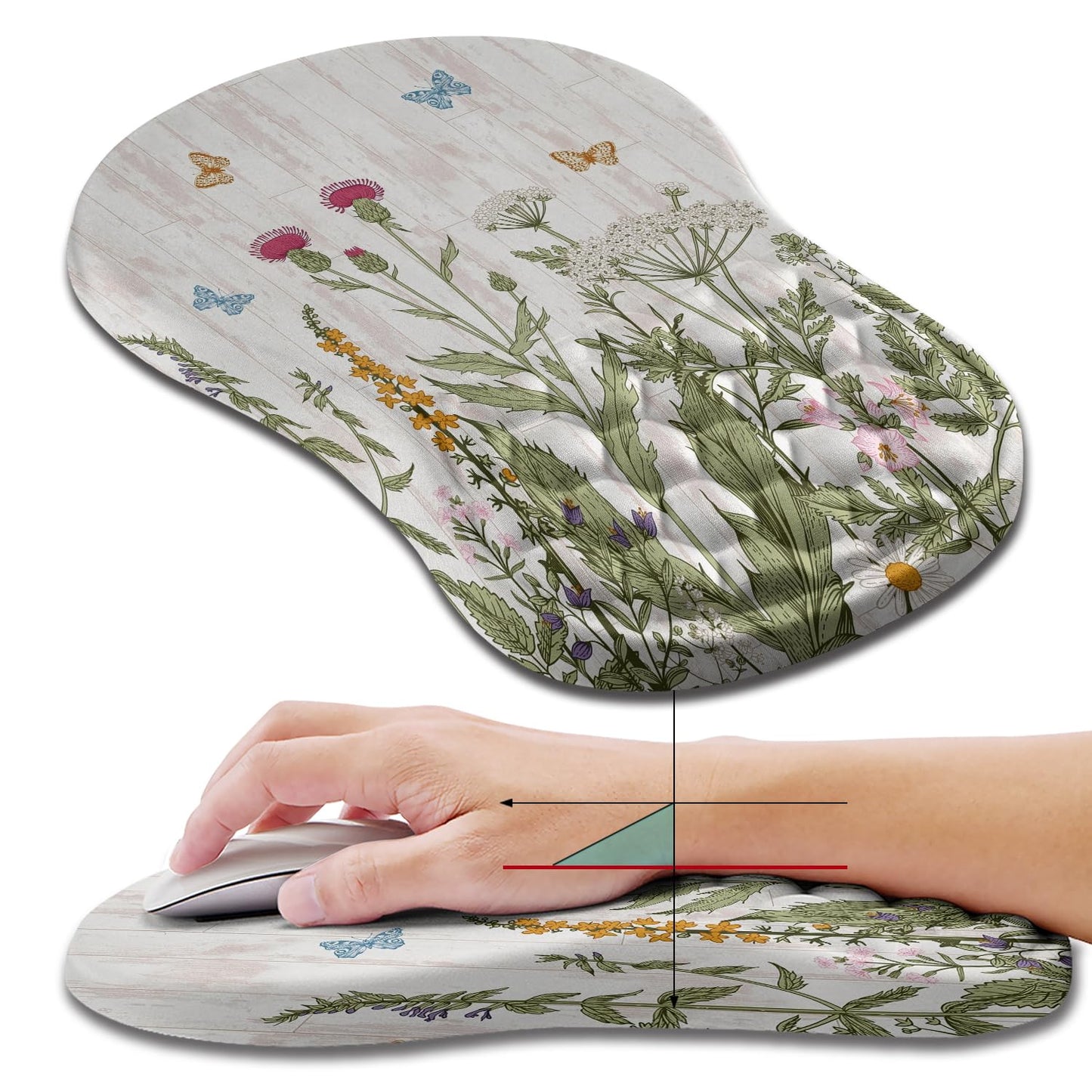 Hokafenle Ergonomic Mouse Pad Wrist Support, Wrist Rest Mousepad for Carpal Tunnel Pain Relief with Integrated Memory Foam Slope Massage Bulge (11.8x7.9 inch,Topographic Contour)