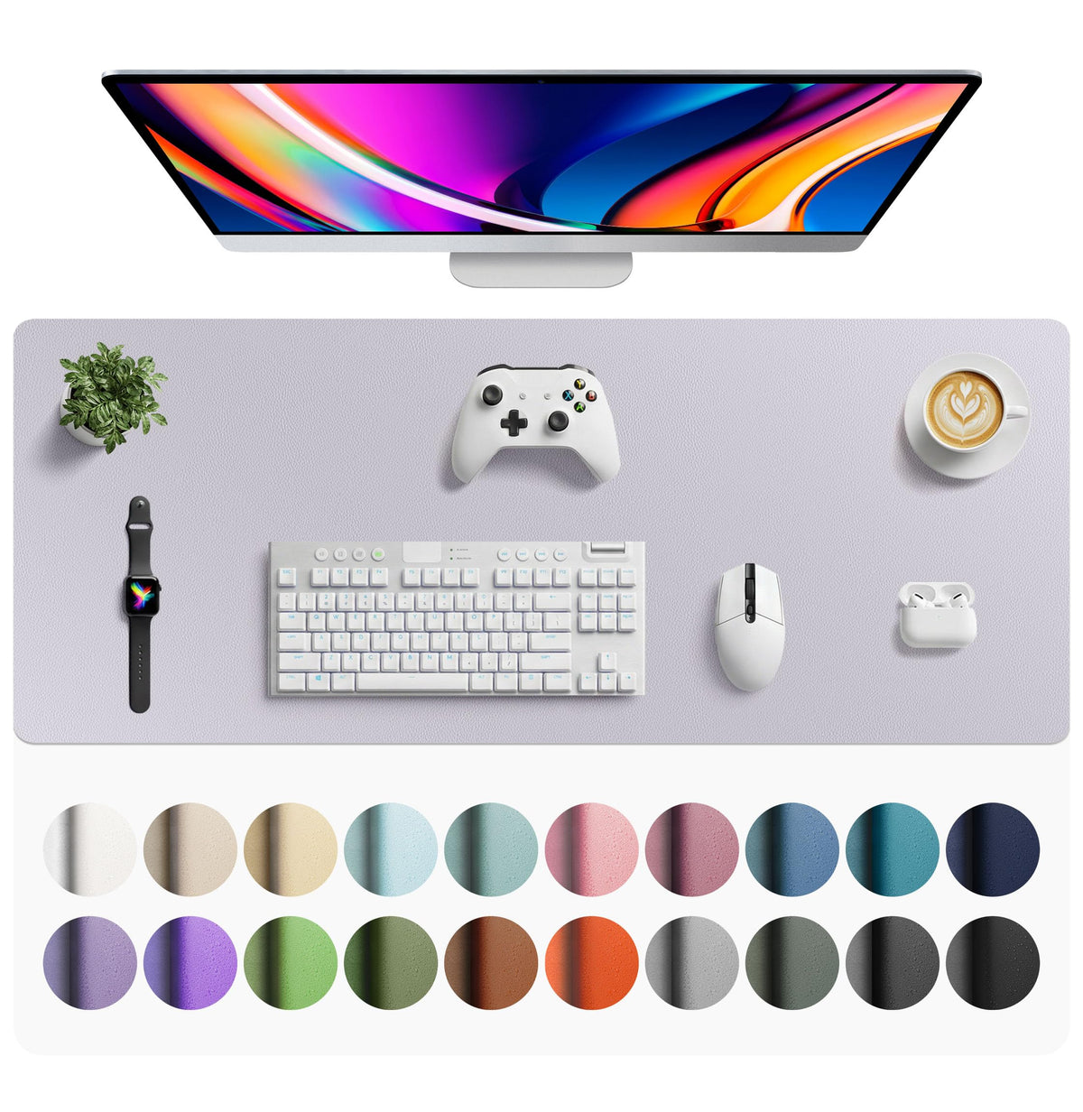 Aothia Non-Slip Waterproof PU Leather Desk Pad Protector for Mouse, Writing Desk, Office, Home, Laptop Blotter, 23.6" x 13.7", Black