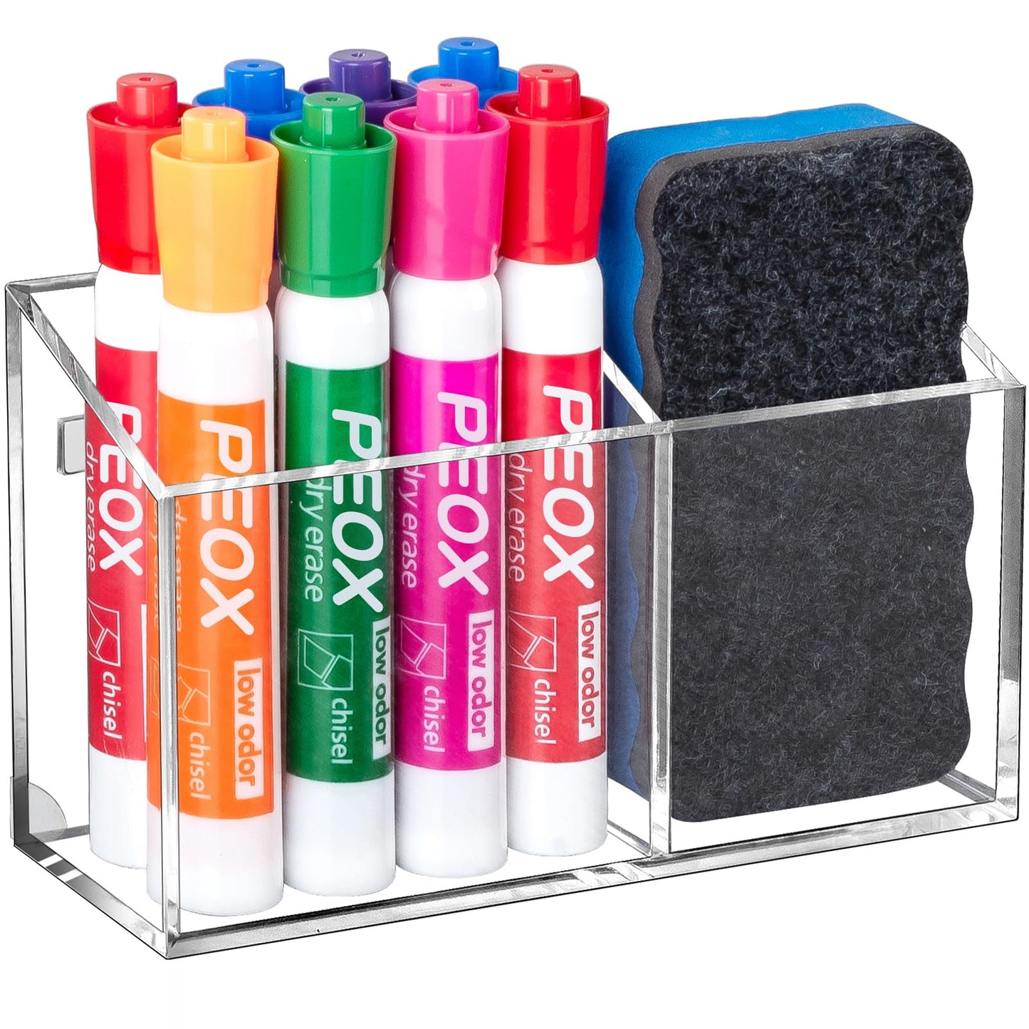 BEYGORM Magnetic Dry Erase Marker Holder for Whiteboard & Refrigerator | Non-slip Acrylic Pen Holder for Classroom, Fridge Magnet, Locker Organizer Accessories, Teacher & School Supplies(Clear)
