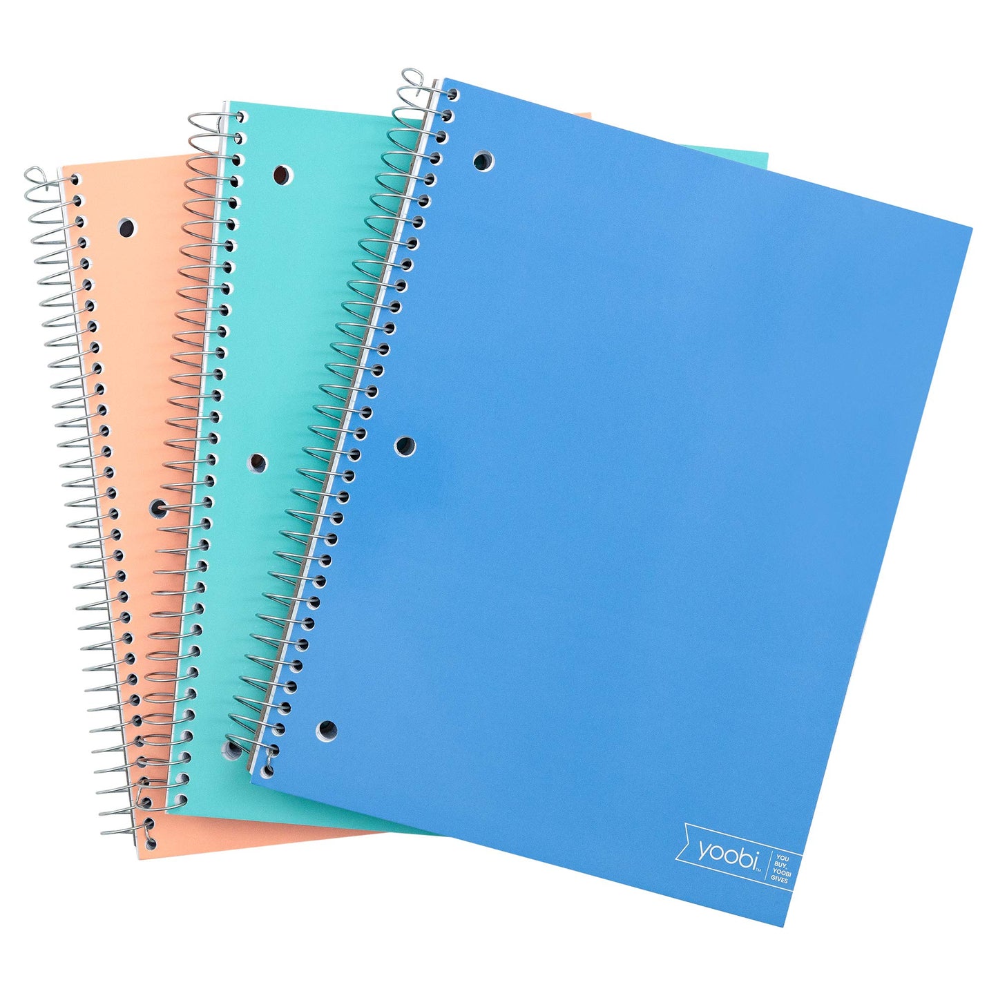 Yoobi x Barbie College Ruled Spiral Notebooks, 3-Pack, 100 Sheets | 3-Hole Punched Sheets, Perforated Pages, 100–150 Sheets, Multi-Pack (3-Pack or 6-Pack), Fun Prints & Designs