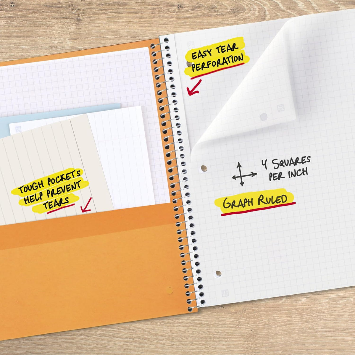 Five Star Spiral Notebook + Study App, 1 Subject, Graph Ruled Paper, 8-1/2" x 11", 100 Sheets, Fights Ink Bleed, Water Resistant Cover, Gray (620000AA3)