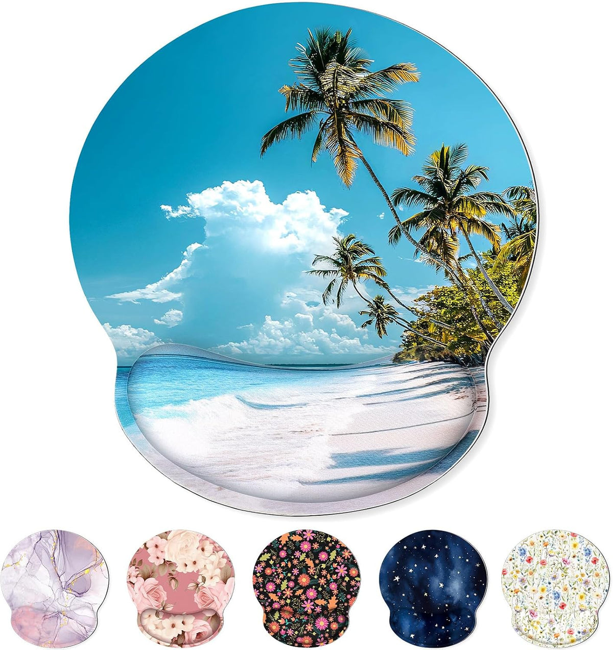 KONVINIT Ergonomic Mouse Pad with Wrist Rest, Small Mousepad with Non-Slip Rubber Base and Smooth Surface, Beach Mouse Pads for Desk, Office Desk Accessories