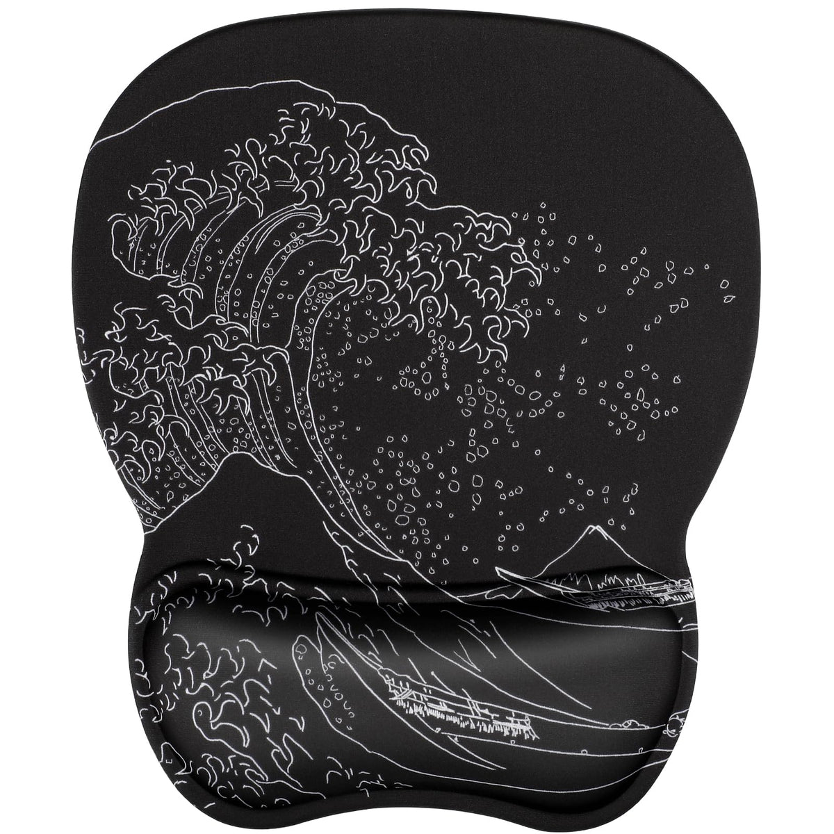 MROCO Ergonomic Mouse Pad with Gel Wrist Rest, 9.4 x 8.1 in, Cloud Forest | Ergonomic Shape Design, Multiple Pattern Options, Gel Wrist Comfort, Smooth Lycra Surface, Non-Slip PU Base