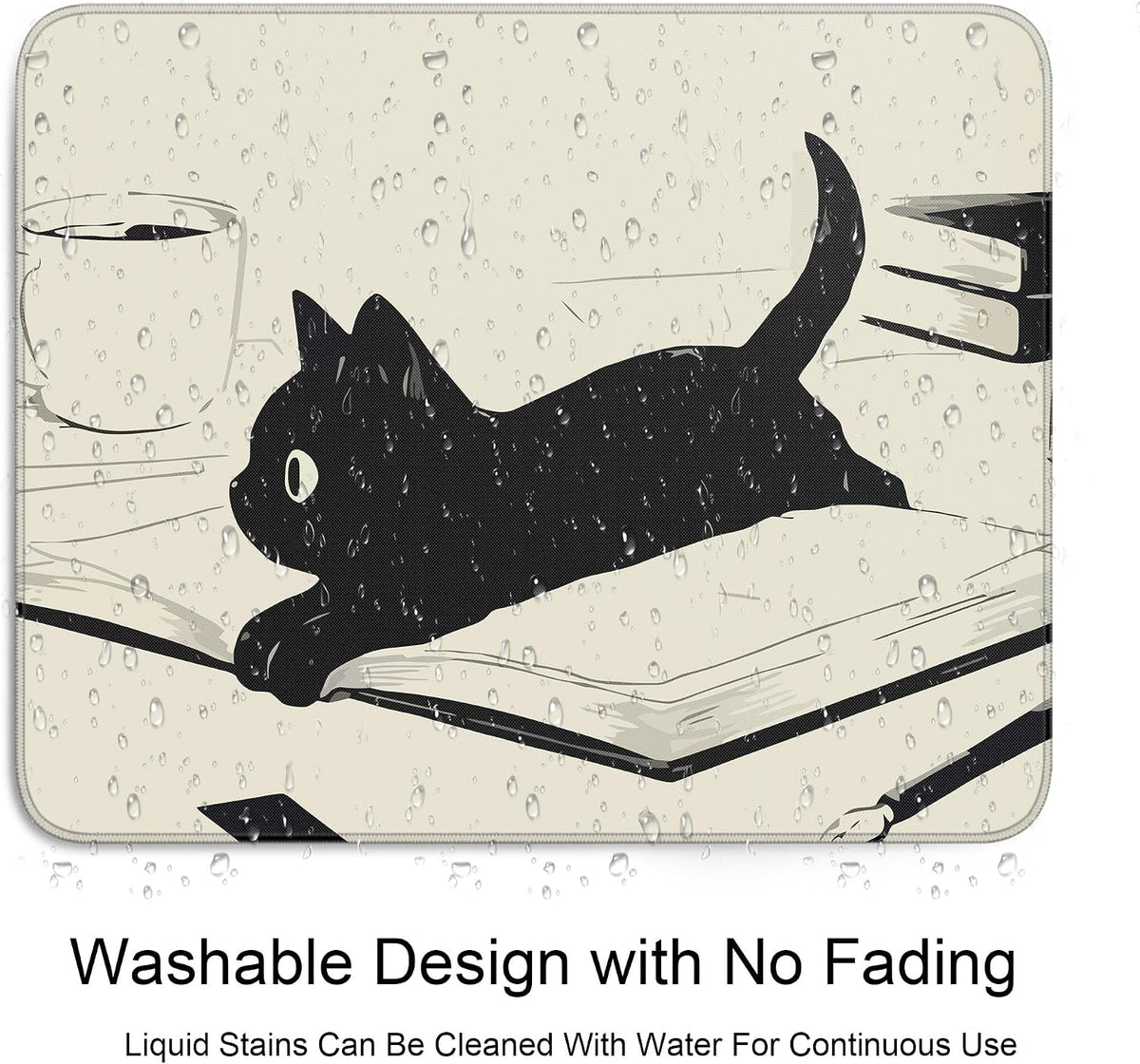 Cute Black Cat Mouse Pad,Kawaii Anime Cat Mouse Pads for Wireless Mouse Desk Accessories,10"X8" Travel Mousepad with Non-Slip Rubber Base, Stitched Edge Mouse Pads for Desk,Computers,Laptop,Office