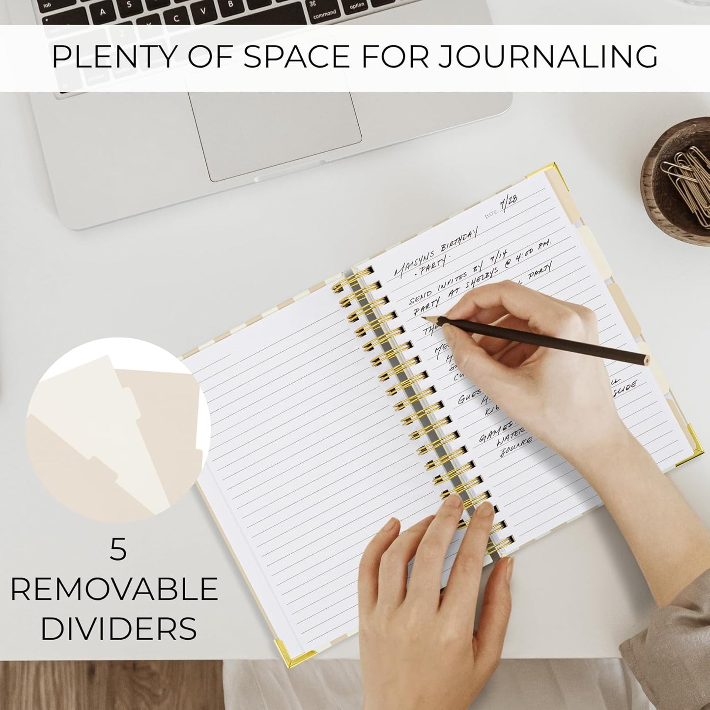 Aesthetic Thick Spiral Notebook With Tabs - Journal For Women Size B5 | College Ruled Note Book with 300 Lined Pages and Dividers - Perfect for Writing and Staying Organized at Work or School