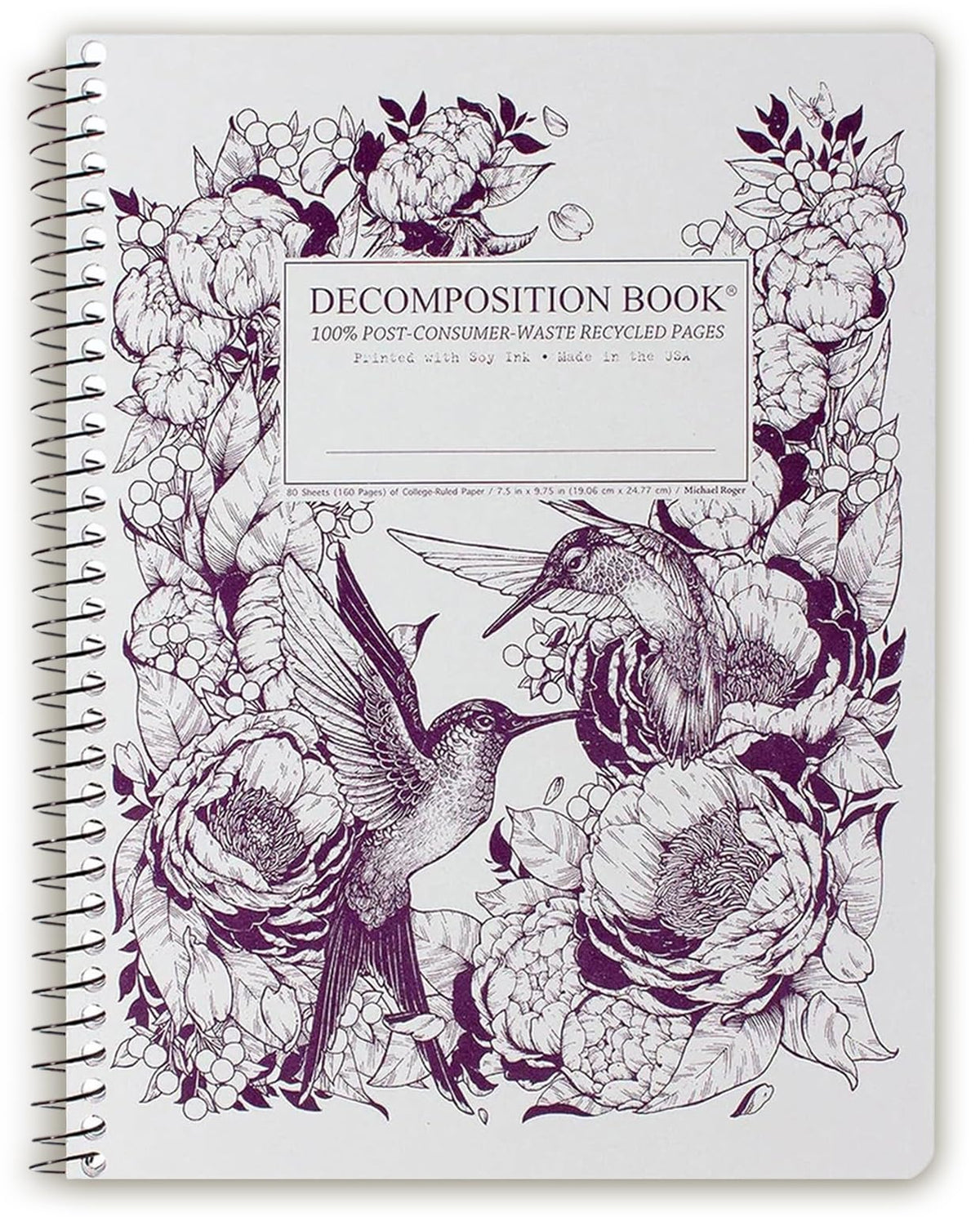 Decomposition Jellyfish College Ruled Spiral Notebook - 9.75 x 7.5 Journal with 160 Lined Pages - 100% Recycled Paper - Cute Notebooks for School Supplies, Home & Office - Made in USA