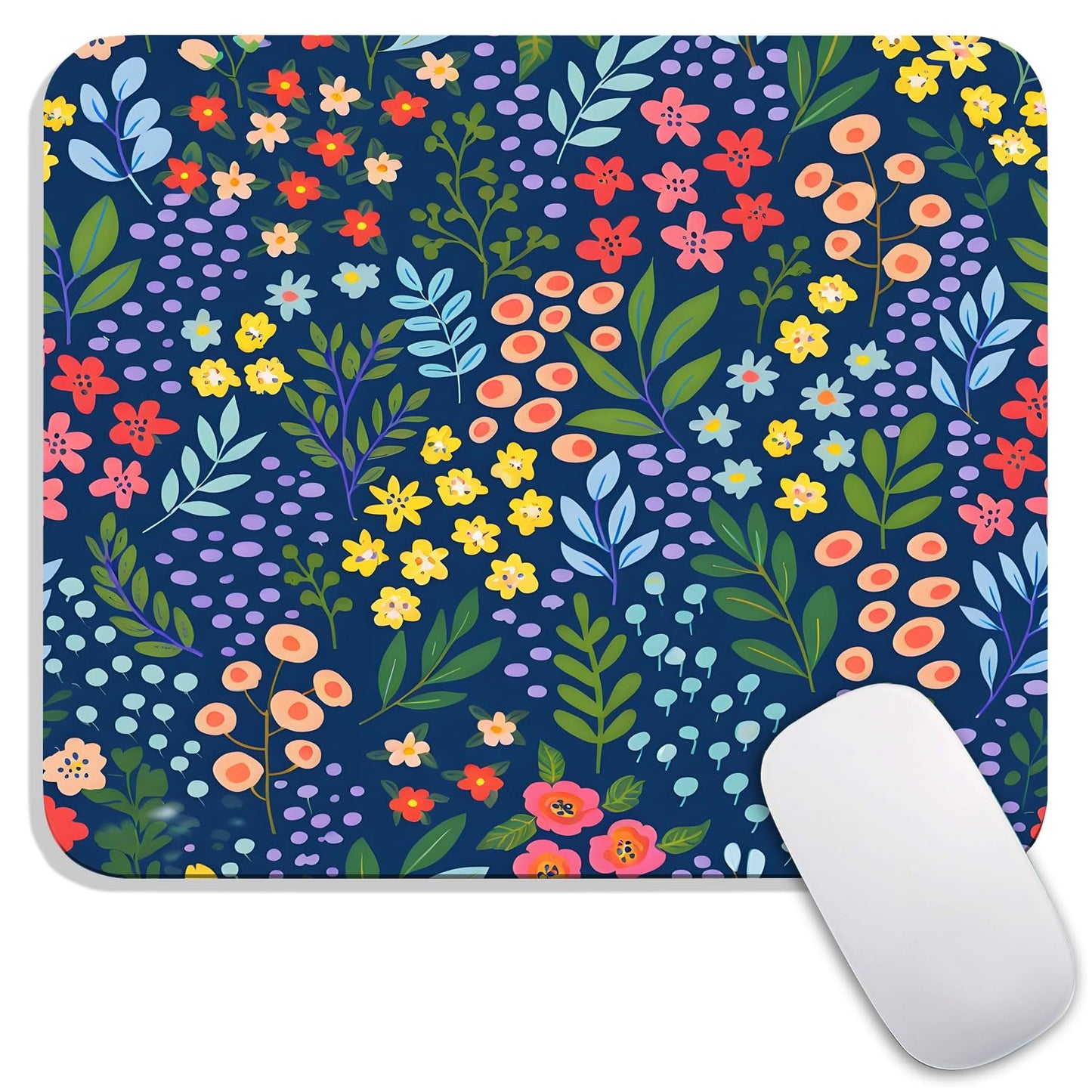 Square Mouse Pad Beautiful Flowers Plants, Personalized Premium-Textured Custom Mouse Mat Design, Washable Mousepad Cloth, Non-Slip Rubber Base Computer Mouse Pads for Wireless Mouse