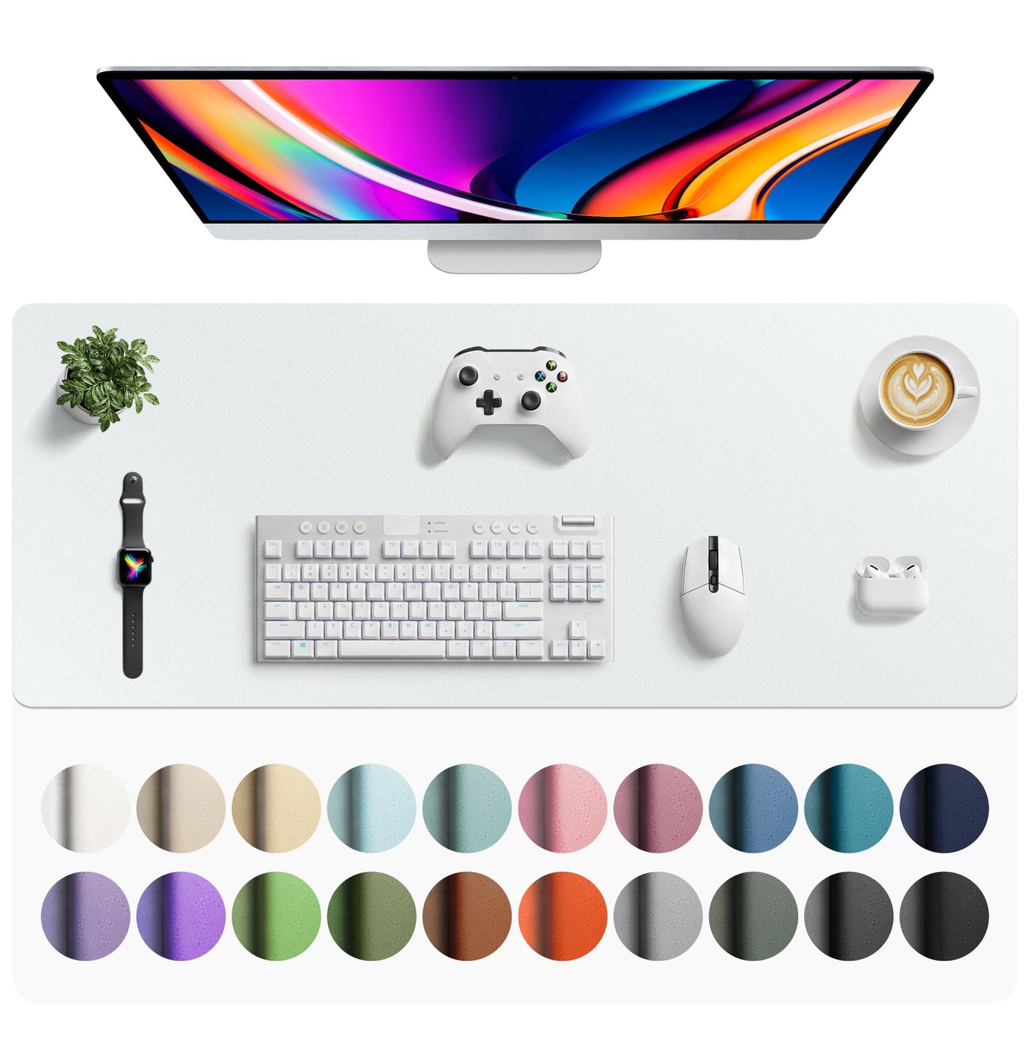 Aothia Non-Slip Waterproof PU Leather Desk Pad Protector for Mouse, Writing Desk, Office, Home, Laptop Blotter, 23.6" x 13.7", Black