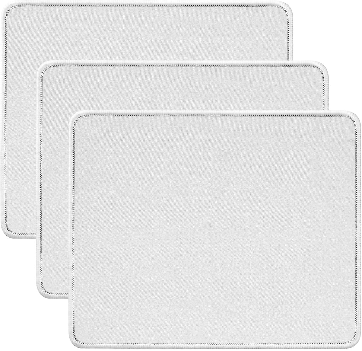 JIKIOU 3 Pack Mouse Pad with Stitched Edge, Perfect Size 10.2x8.3in Black | Anti-Fray, Comfortable Smooth Lycra Surface, Non-Slip Rubber Base, Machine Washable Fade-resistant, Compatible with All Mice