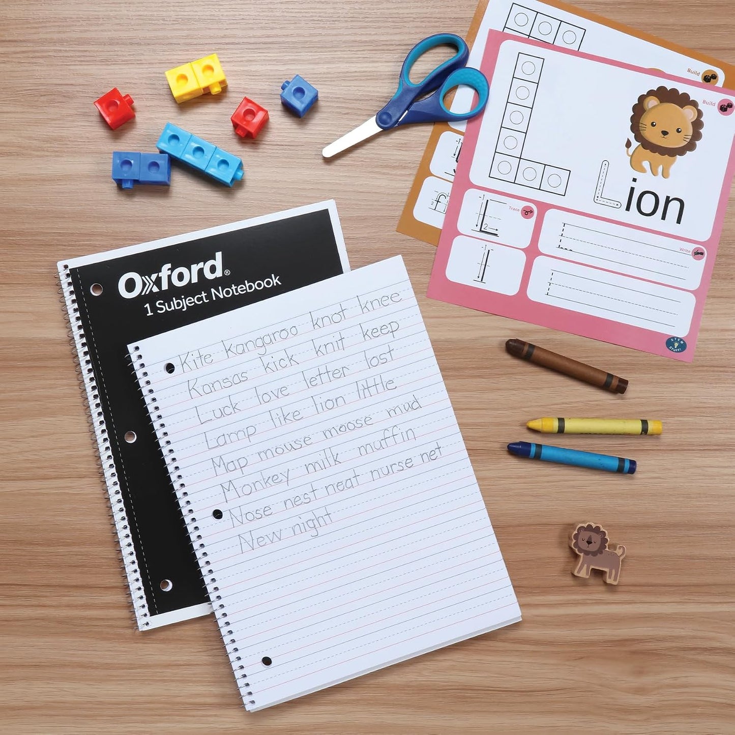 Oxford Primary Ruled Spiral Notebooks, Writing/Drawing Practice for Kids, Grades Pre-K, K-2, 70 Sheets, 8 x 10.5 Inches, Black, 3 Pack (1002542)