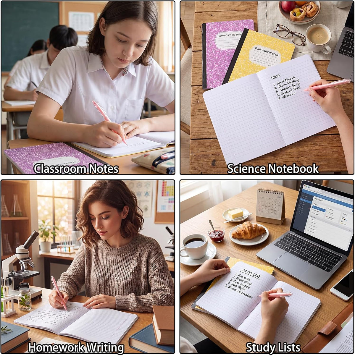 BESARME 24 Pcs Composition Notebook Bulk for School, Wide Ruled Notebooks | 9-3/4 x 7-1/2", 60 sheets/120 pages, Colorful Marble Notebooks for School Class Notes Homework Office
