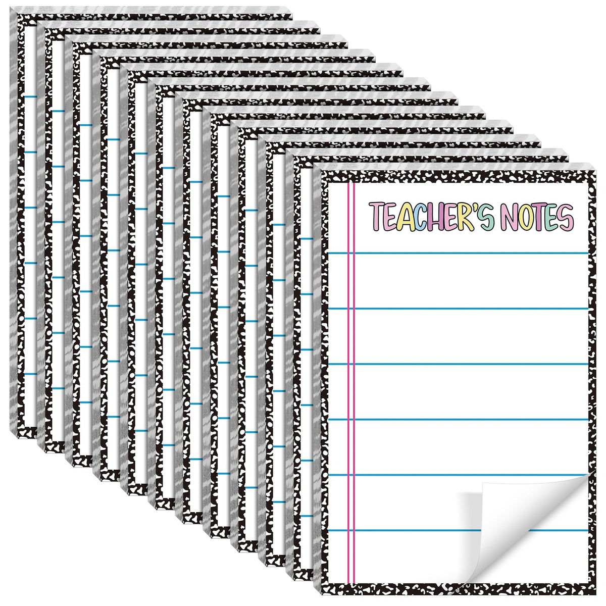 Tinlade 12 Pads Teacher Notepad Back to School Gift,Colorful,Classic | Teacher to Do List Memo Pad Self-stick for Teacher 4" x 6" Sticky Note with Lines Planner Writing Classroom Must Haves