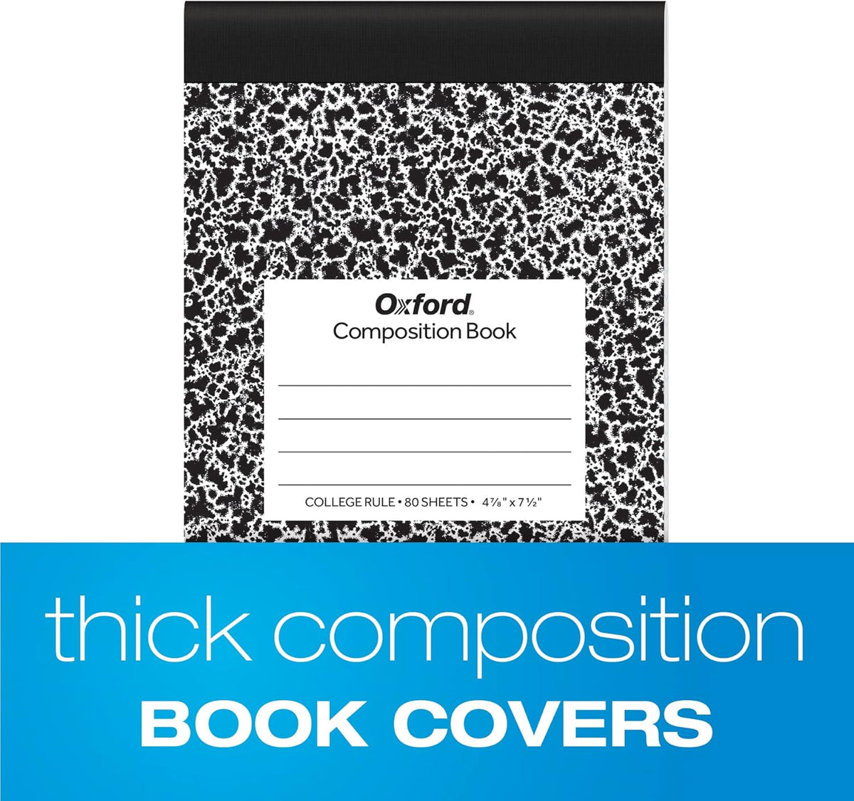 Oxford Jr. Composition Notebooks, Notebooks for School, School Supplies, Half Size, Kids Journal, 7-1/2 x 4-7/8 Inches, College Ruled Paper, 80 Sheets, Primary Marble Covers, 6 Pack (63774)