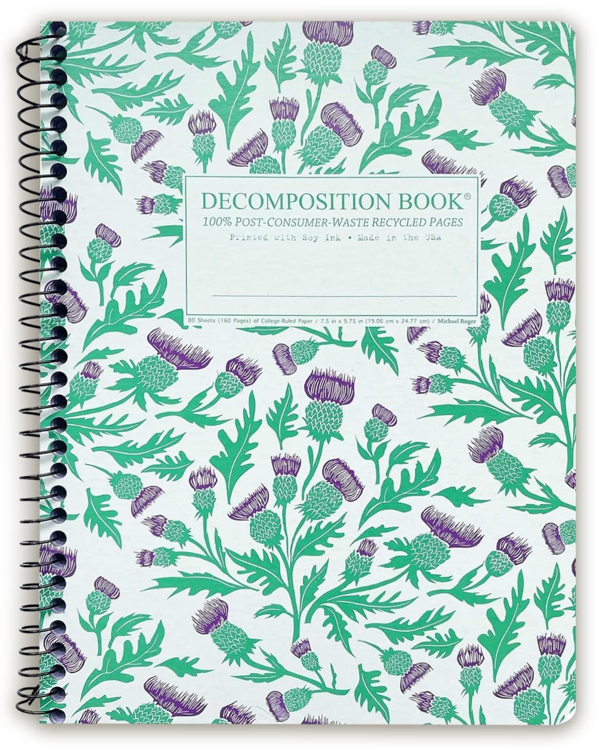 Decomposition Jellyfish College Ruled Spiral Notebook - 9.75 x 7.5 Journal with 160 Lined Pages - 100% Recycled Paper - Cute Notebooks for School Supplies, Home & Office - Made in USA