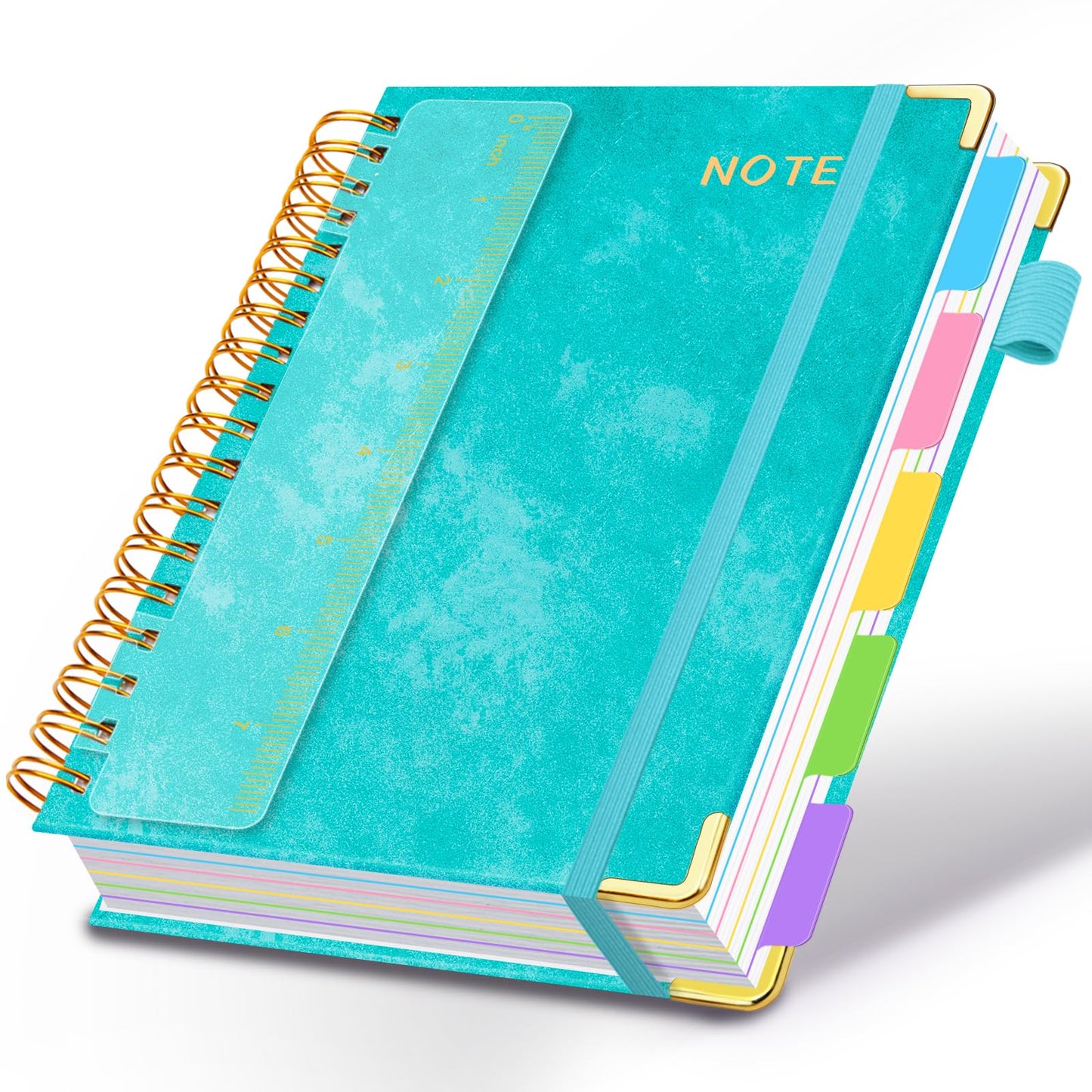 Hardcover Spiral Notebooks for Work 8''x 10'', 300 Pages 5 Subject Notebook with Dividers & Tabs, B5 Spiral Journal for Women, College Ruled Notebooks for School Note-Taking (Rose Purple)