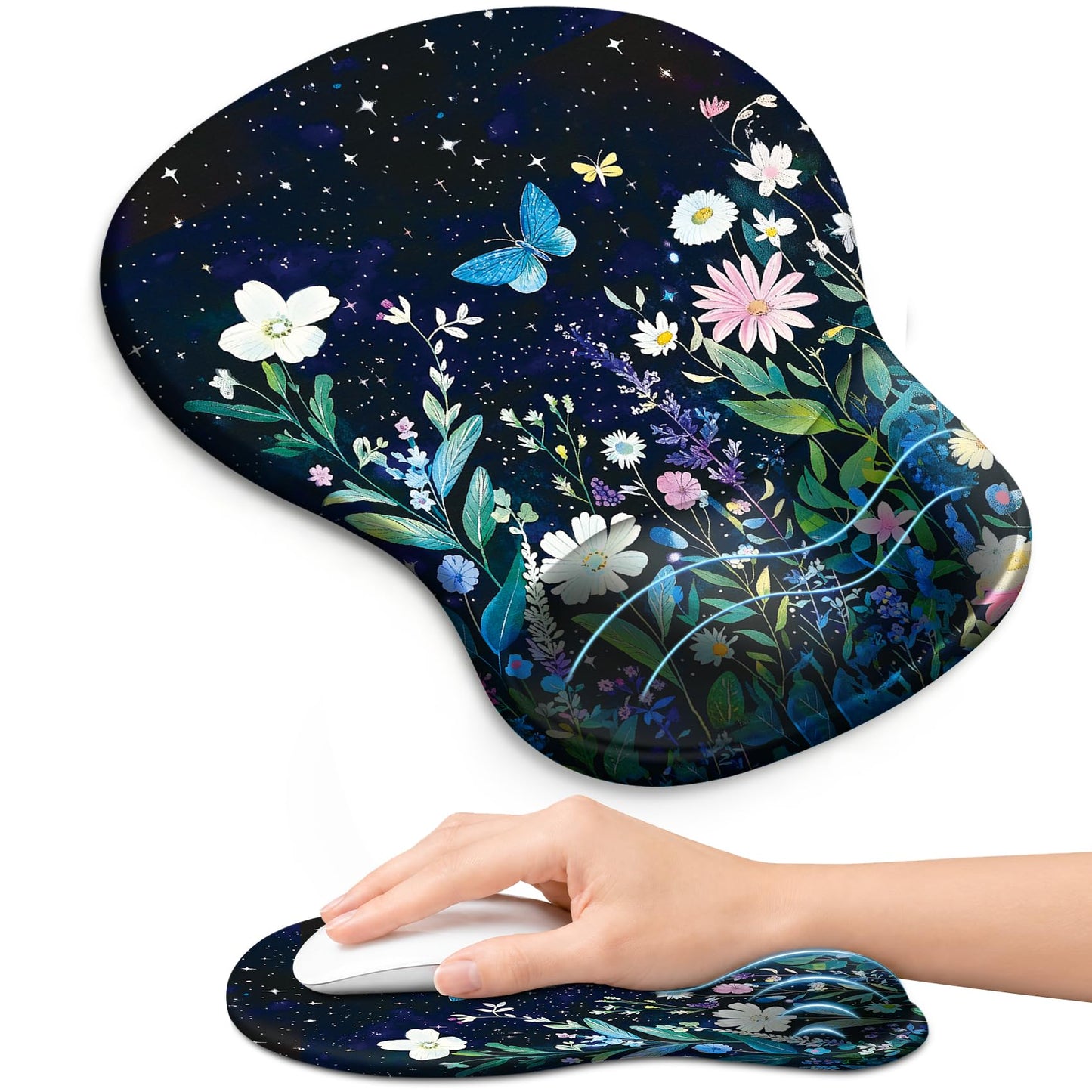 Ergonomic Mouse Pad with Wrist Rest, Gel Wrist Support, Black | 10.2 x 7.6 in Mouse Pad with Smooth Fabric Surface and Non-Slip Rubber Base for Office, Home, Study, and Gaming