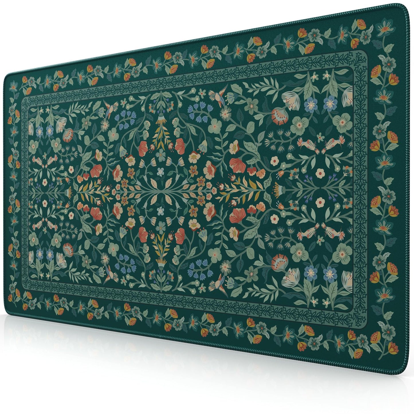iCasso Desk Mat,Mouse Pad for Office Decor,35.4x15.7in,Deep Green | Back to School Desk Pad Mat, Anti-Slip Big Mousepad with Stitched Edges for Computer Desktop,Smooth Water-Resistant
