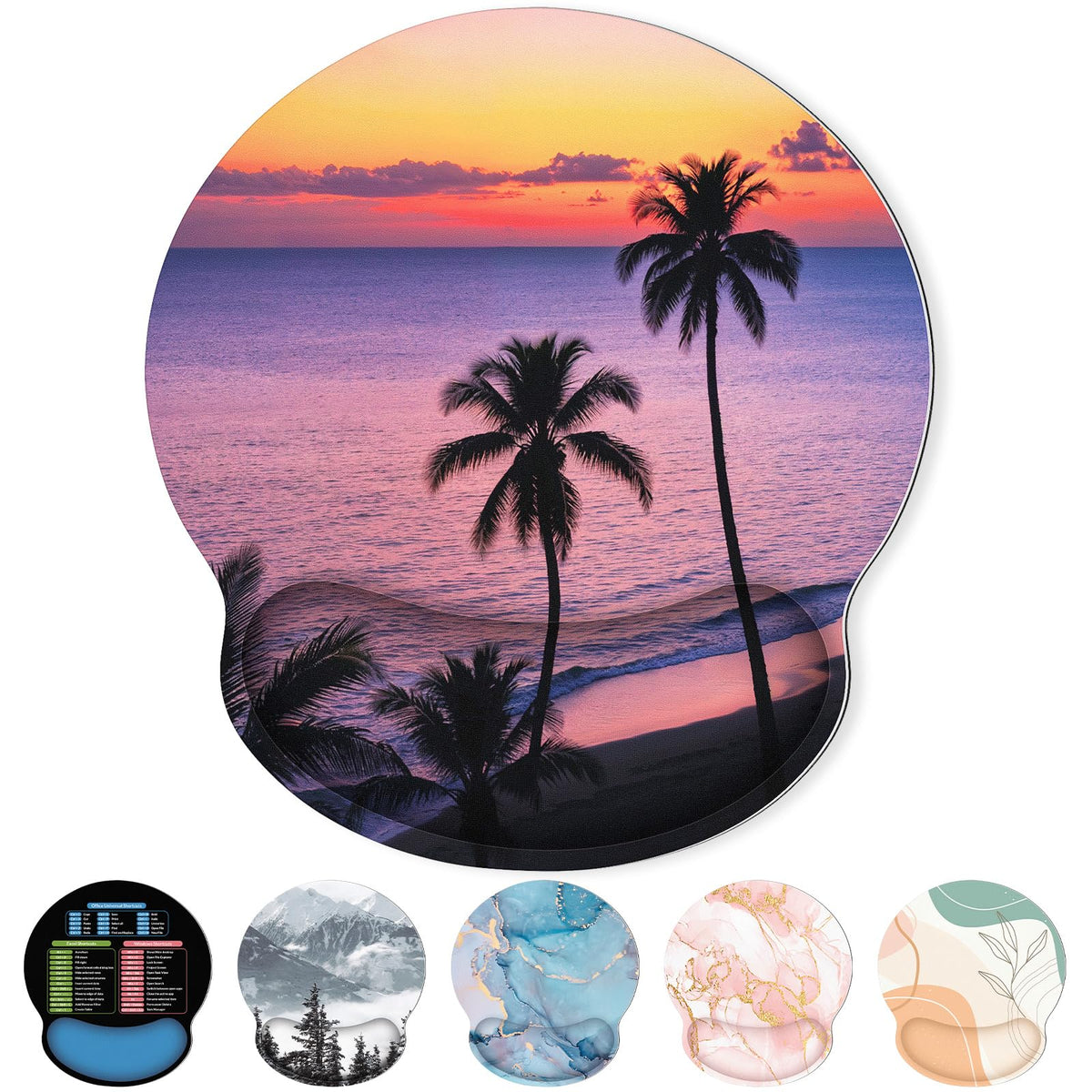 KONVINIT Ergonomic Mouse Pad with Wrist Rest, Small Mousepad with Non-Slip Rubber Base and Smooth Surface, Beach Mouse Pads for Desk, Office Desk Accessories
