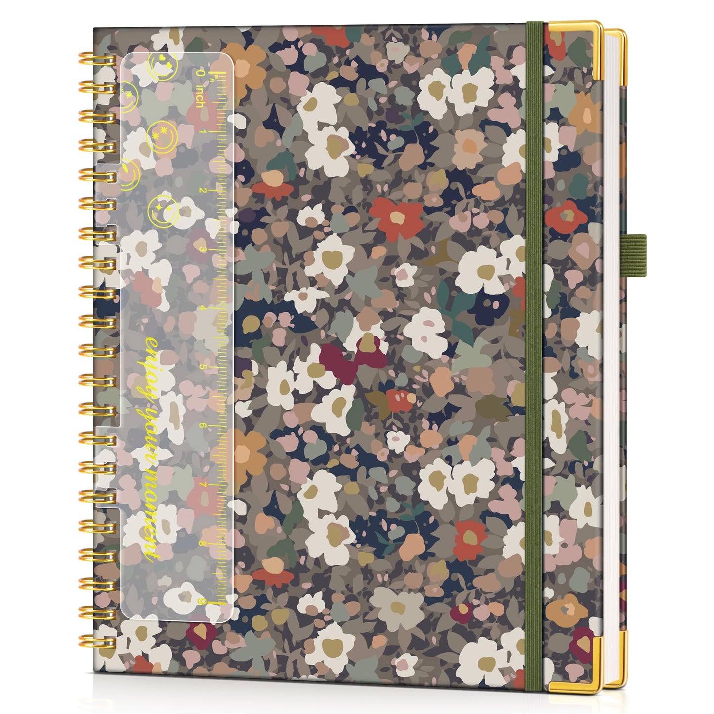 Hardcover Spiral Notebook Journal 8.5” x 11”, A4 Large Leather Notebooks for Women Men, Lined College Ruled Notebook, 50 Sheets/100 Pages, Spiral Bound Journals for Work School Note Taking, Green