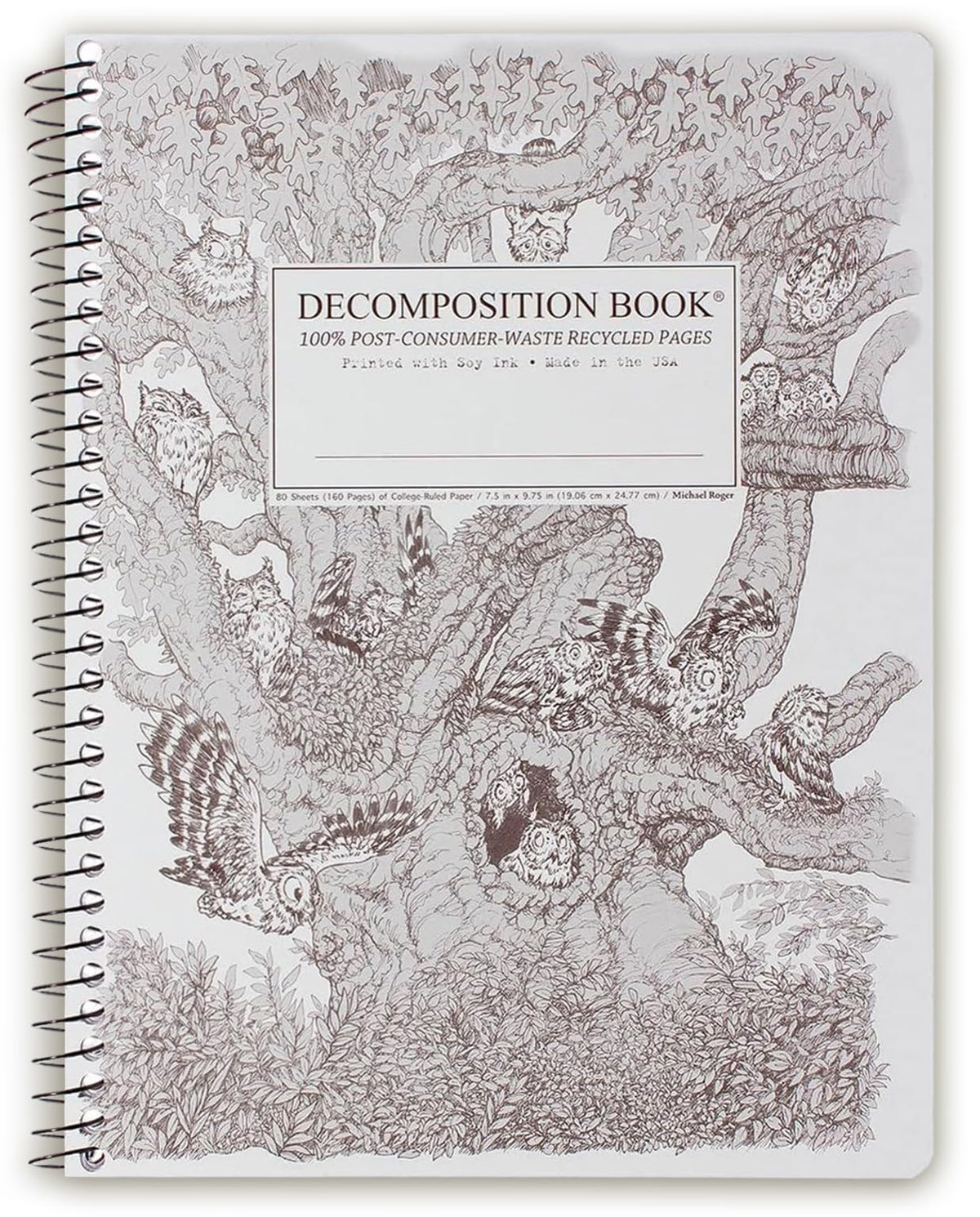 Decomposition Jellyfish College Ruled Spiral Notebook - 9.75 x 7.5 Journal with 160 Lined Pages - 100% Recycled Paper - Cute Notebooks for School Supplies, Home & Office - Made in USA