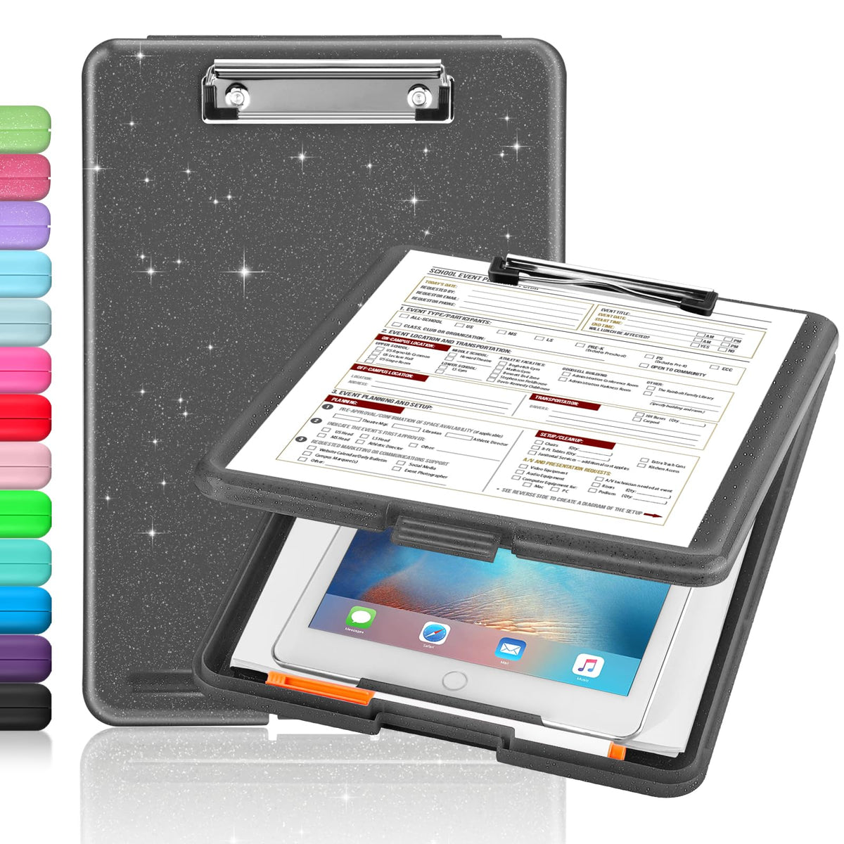 Sooez Clipboard with Storage, Plastic Nursing Clip Board, 8.5" x 11", Work | Sturdy Clipboards Foldable, Cute Hanging Clip Board Case, Teacher, Classroom Must Haves, Office School Supplies, Women & Men