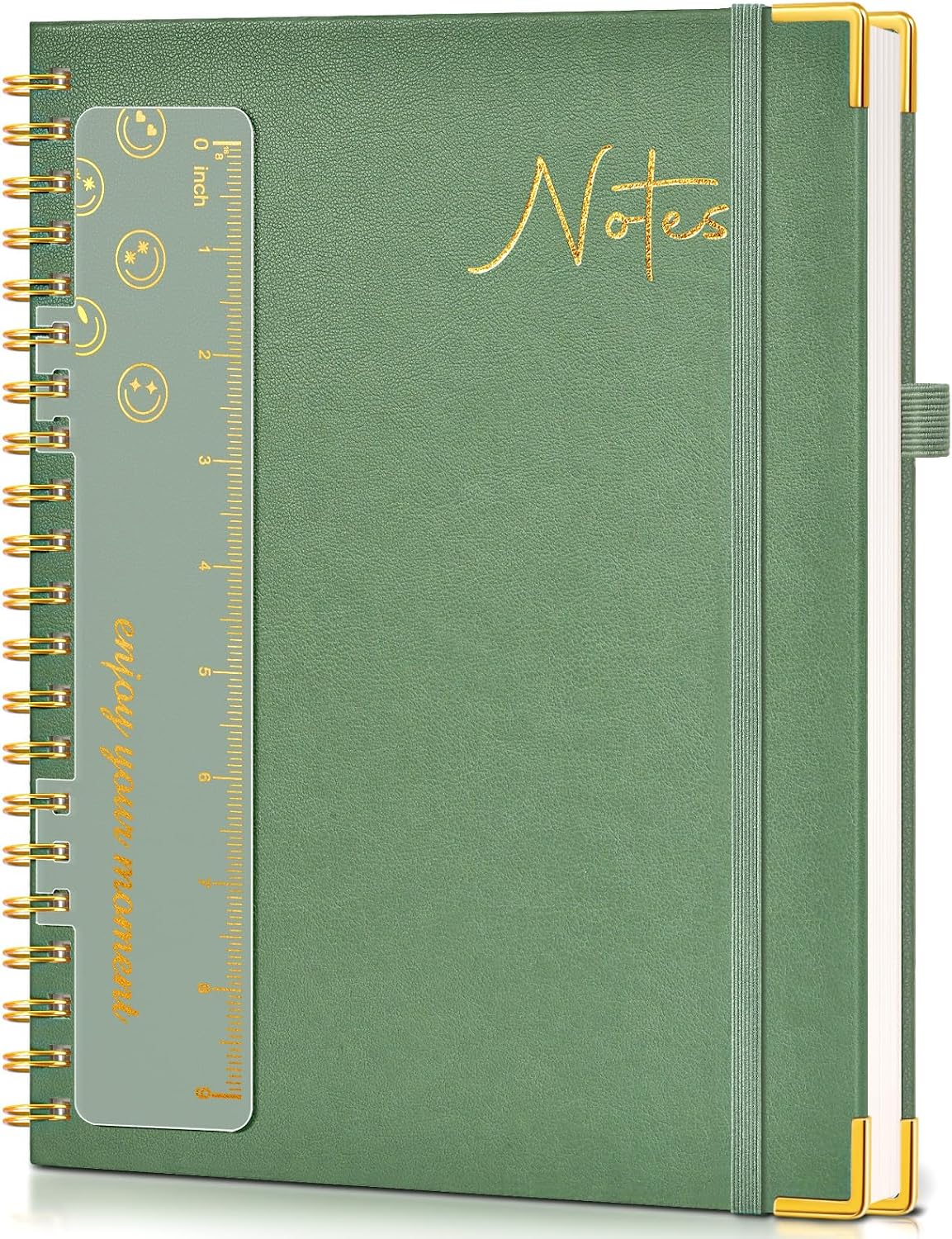 Hardcover Spiral Notebook Journal 8.5” x 11”, A4 Large Leather Notebooks for Women Men, Lined College Ruled Notebook, 50 Sheets/100 Pages, Spiral Bound Journals for Work School Note Taking, Green