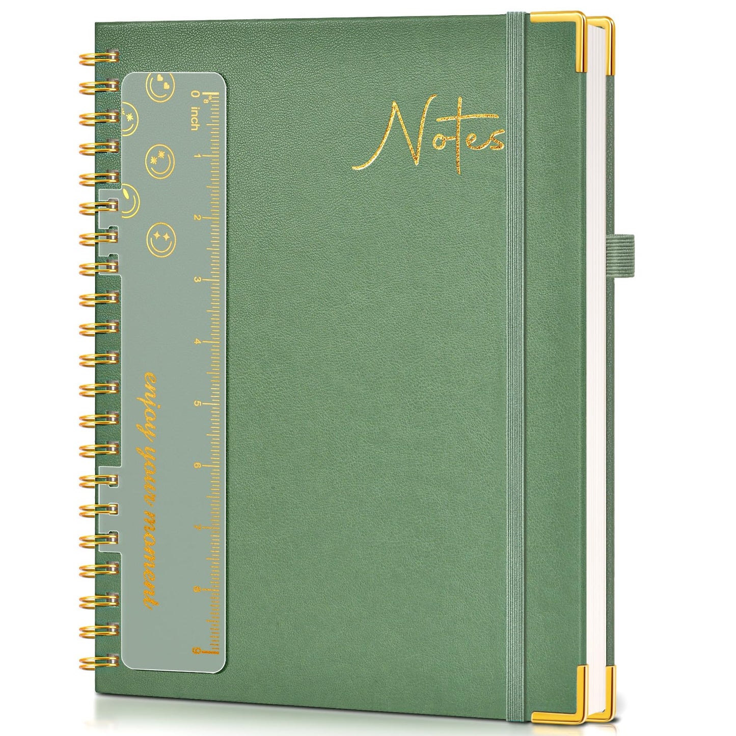 Hardcover Spiral Notebook Journal 8.5” x 11”, A4 Large Leather Notebooks for Women Men, Lined College Ruled Notebook, 50 Sheets/100 Pages, Spiral Bound Journals for Work School Note Taking, Green