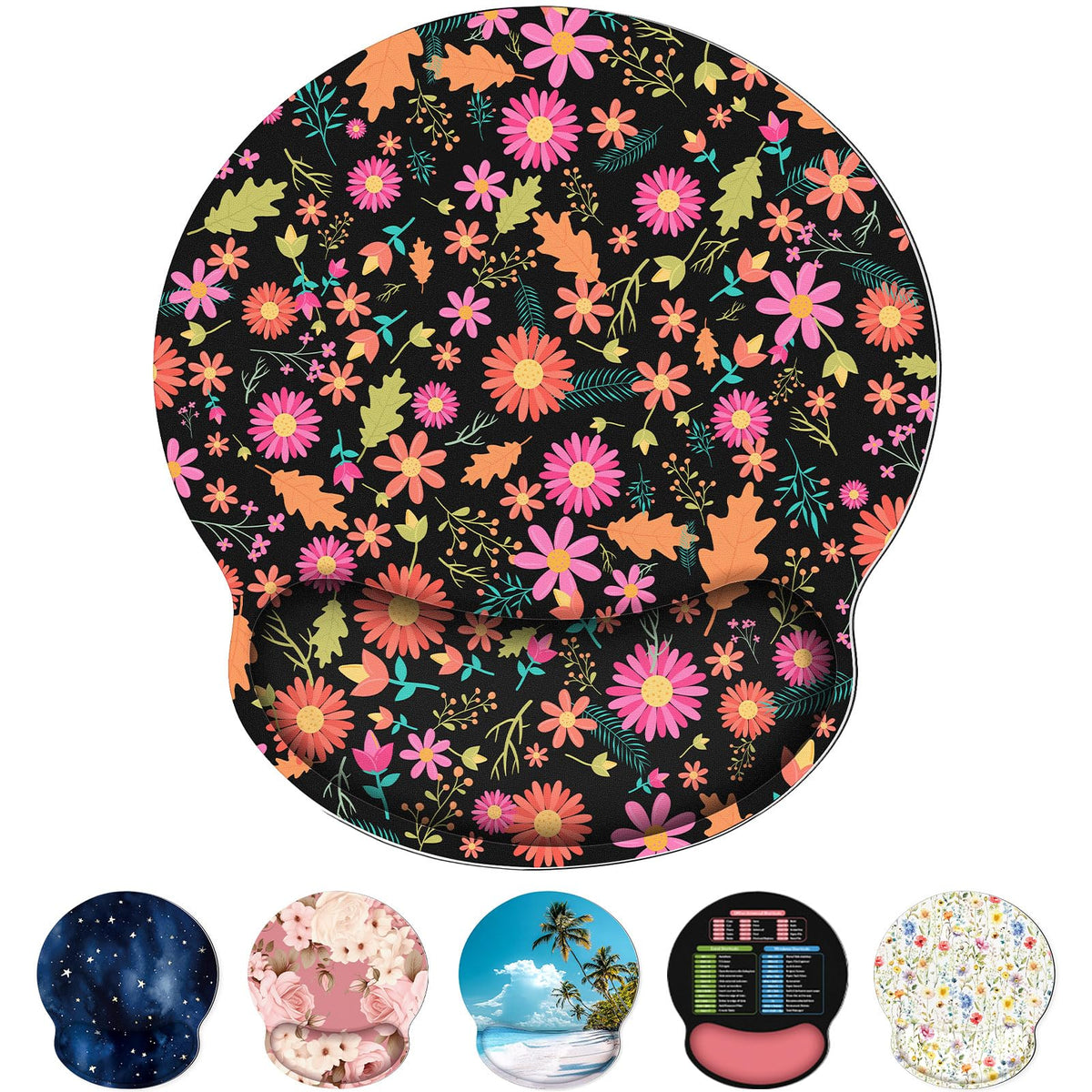 KONVINIT Ergonomic Mouse Pad with Wrist Rest, Small Mousepad with Non-Slip Rubber Base and Smooth Surface, Beach Mouse Pads for Desk, Office Desk Accessories