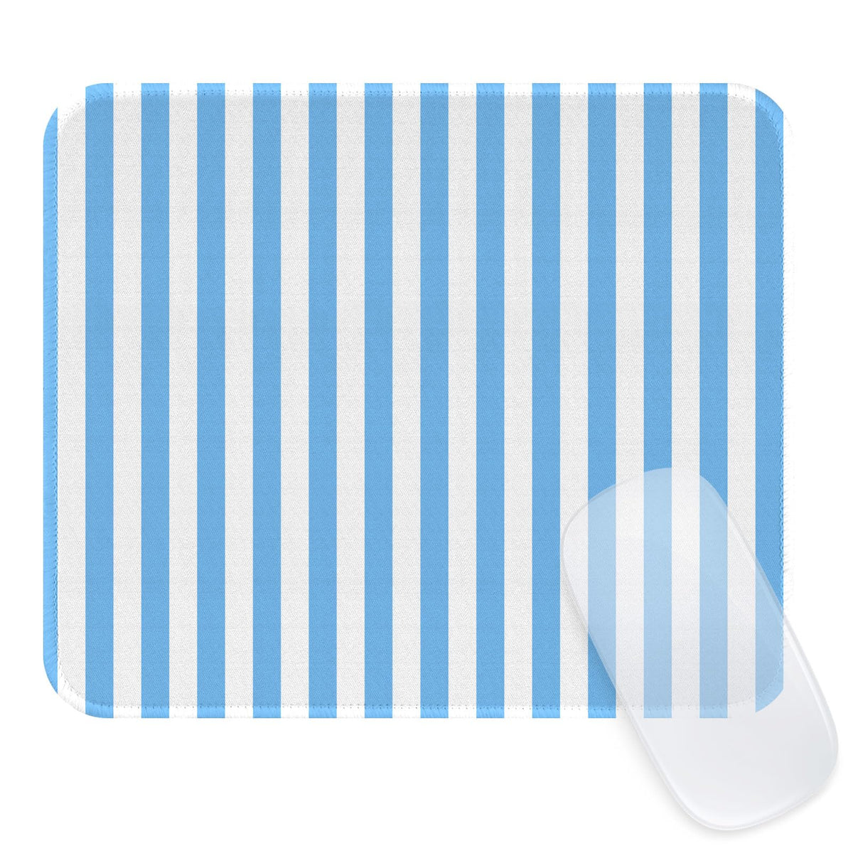 Cute Blue Stripes Mouse Pad, Waterproof Aesthetics Mouse Pads Design, Non-Slip Rubber Base Computer Simple Funny Mousepad,Small Mouse Mat Desk Accessories,Light Blue