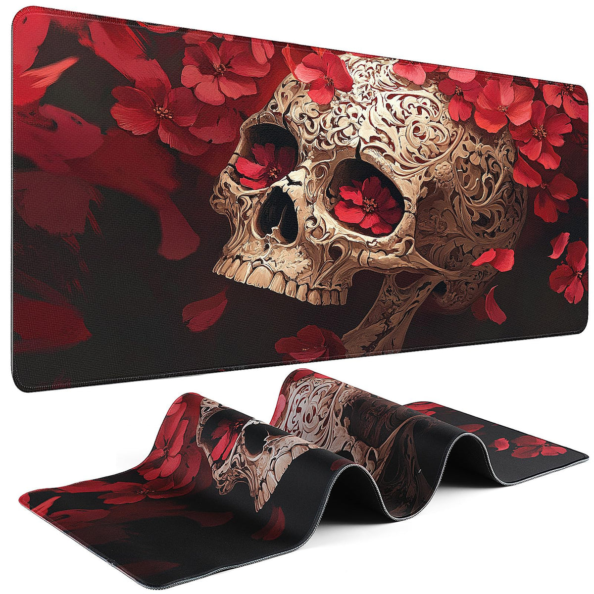 Mouse Pad Gaming - Desk Mat for Keyboard and Mouse - Kanagawa Large Mouse Pad for Desk, Japanese Sea Wave Mousepad (31.5 x 11.8inch) with Non-Slip Base, Desks Pad Mat for Game, Office and Home
