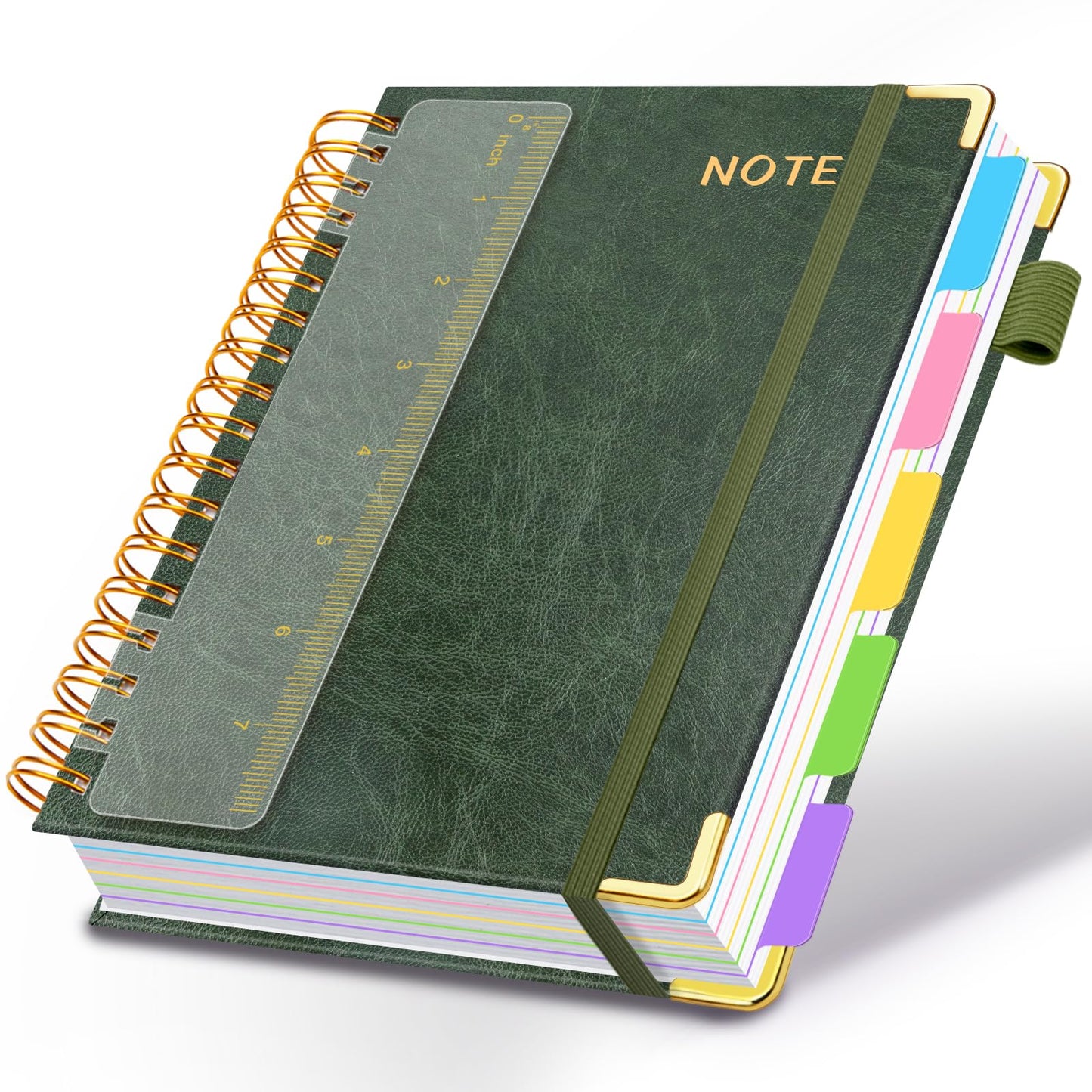 Hardcover Spiral Notebooks for Work 8''x 10'', 300 Pages 5 Subject Notebook with Dividers & Tabs, B5 Spiral Journal for Women, College Ruled Notebooks for School Note-Taking (Rose Purple)