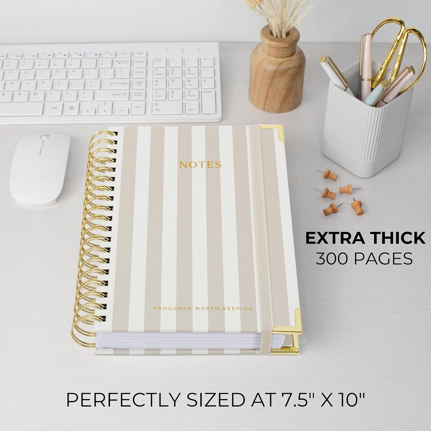 Aesthetic Thick Spiral Notebook With Tabs - Journal For Women Size B5 | College Ruled Note Book with 300 Lined Pages and Dividers - Perfect for Writing and Staying Organized at Work or School
