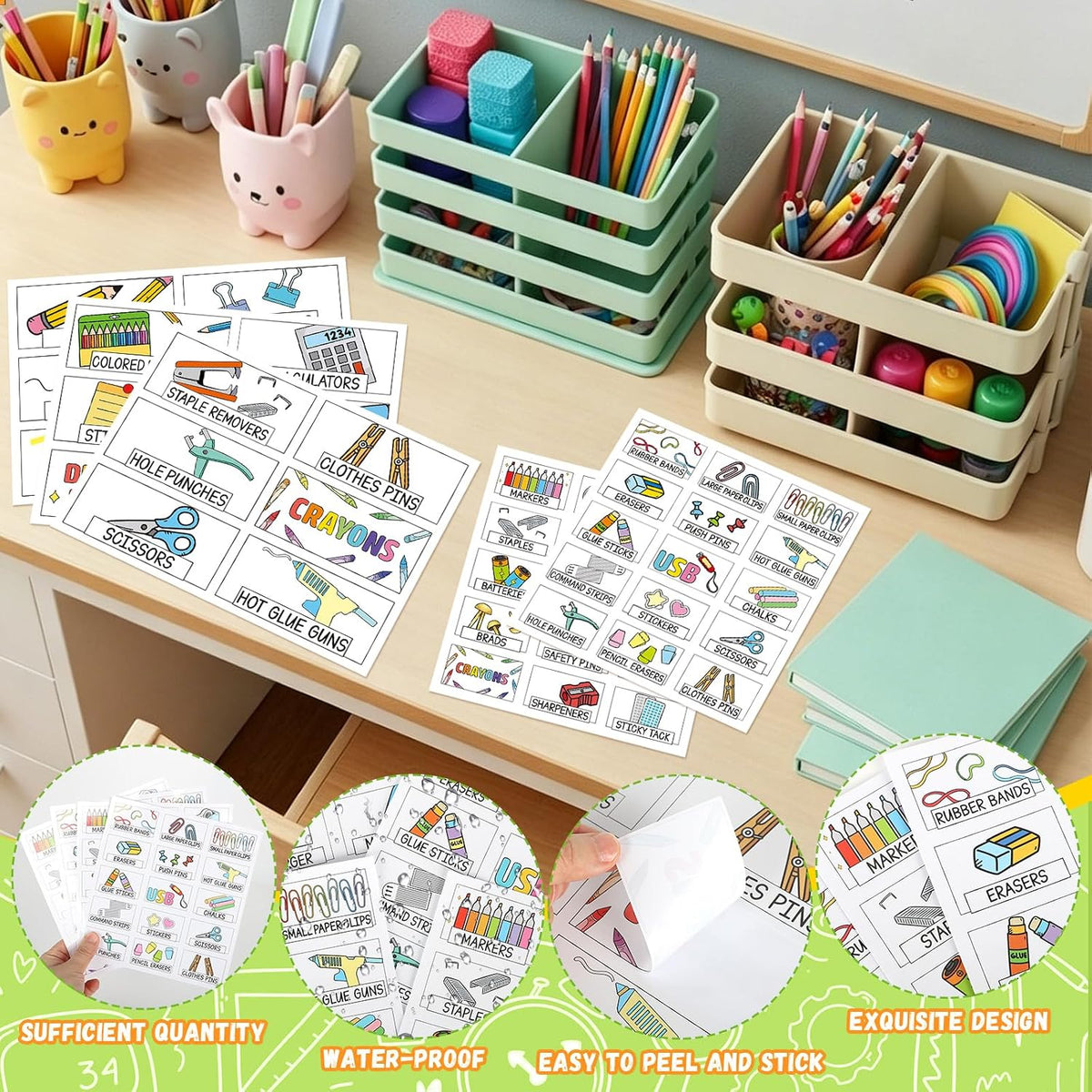 96 Pcs 12 Sheets Teacher Toolbox Labels Classroom Tool Box Storage Stickers School Classroom Supplies Labels Decor for Back to School Teacher Supplies Organization