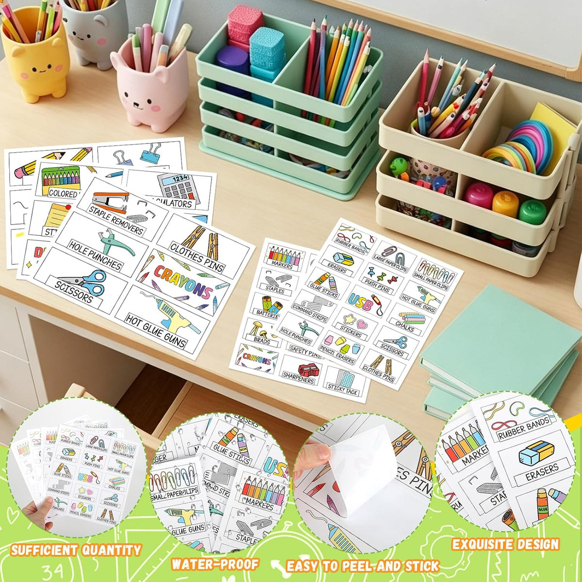 96 Pcs 12 Sheets Teacher Toolbox Labels Classroom Tool Box Storage Stickers School Classroom Supplies Labels Decor for Back to School Teacher Supplies Organization