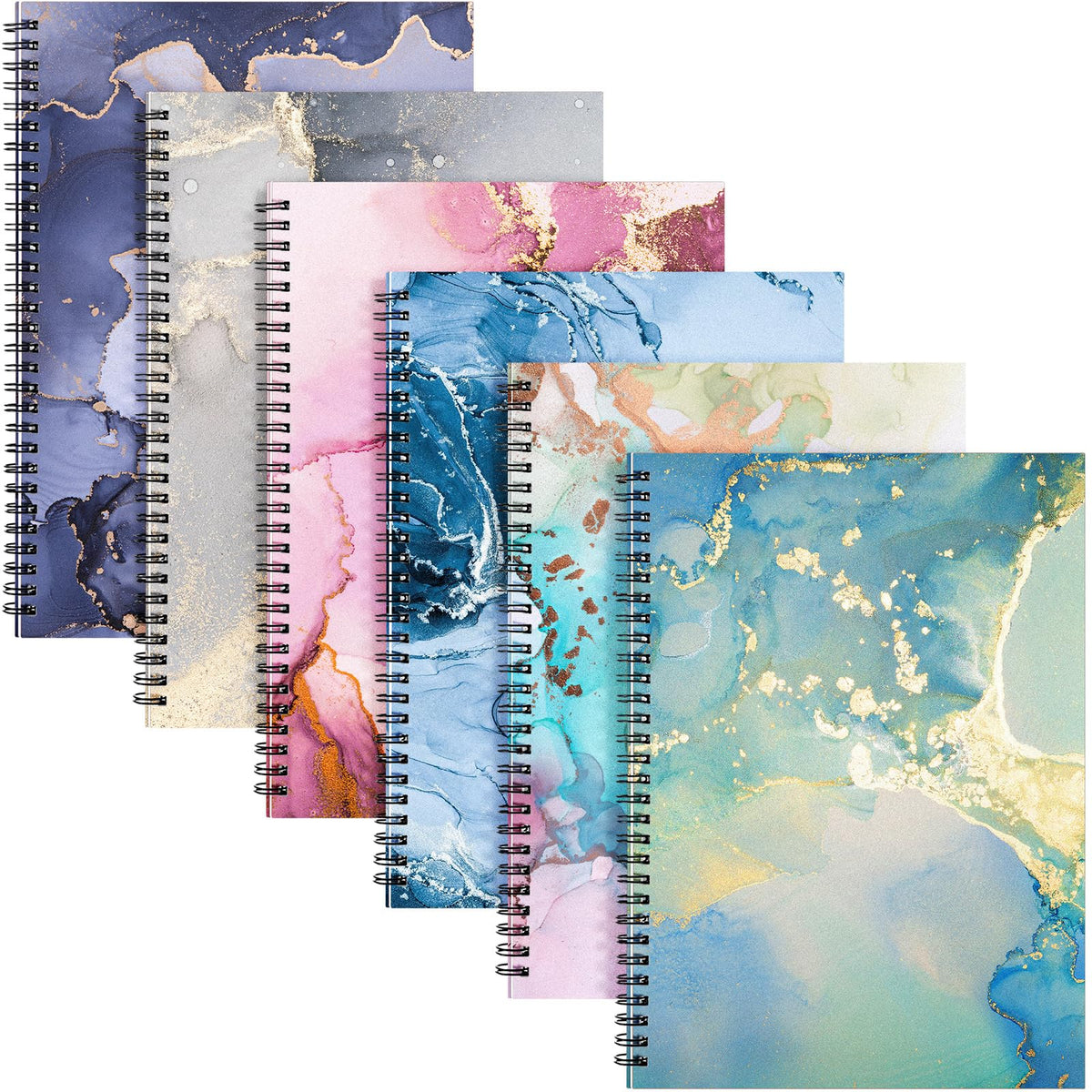 6 Pack Spiral Notebook 10.5x7.45 Notebook,Fresh,Morandi | B5 Spiral College Ruled Notebook,140 Page Journal, Writing Kraft Cover Lined Notepad for Office School Journaling