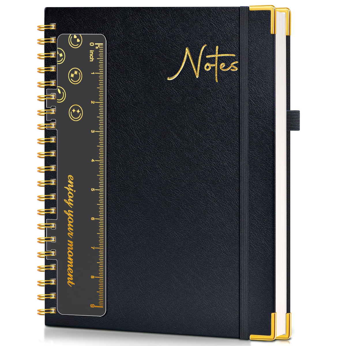 Hardcover Spiral Notebook Journal 8.5” x 11”, A4 Large Leather Notebooks for Women Men, Lined College Ruled Notebook, 50 Sheets/100 Pages, Spiral Bound Journals for Work School Note Taking, Green